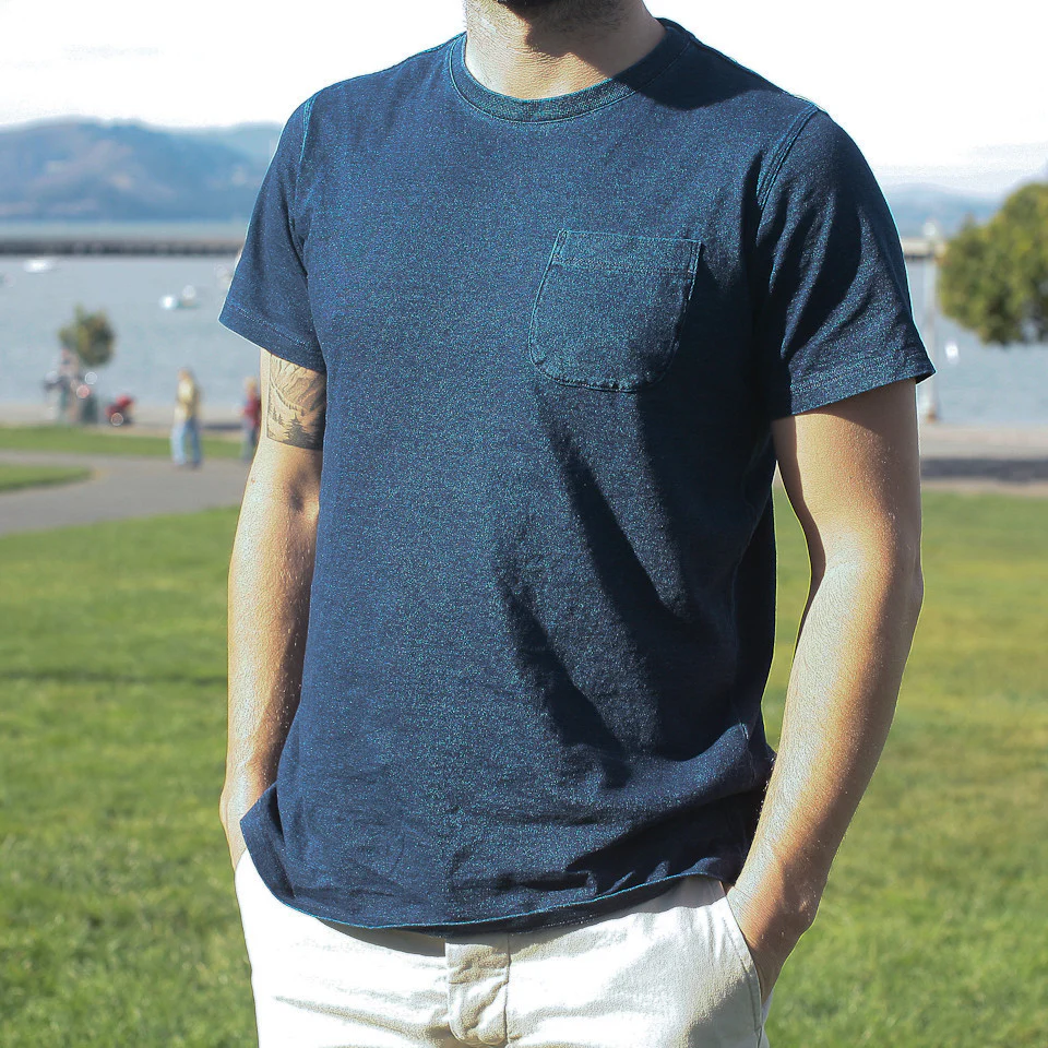 The Crewneck Pocket Tee in Sea Washed Indigo - Image 3