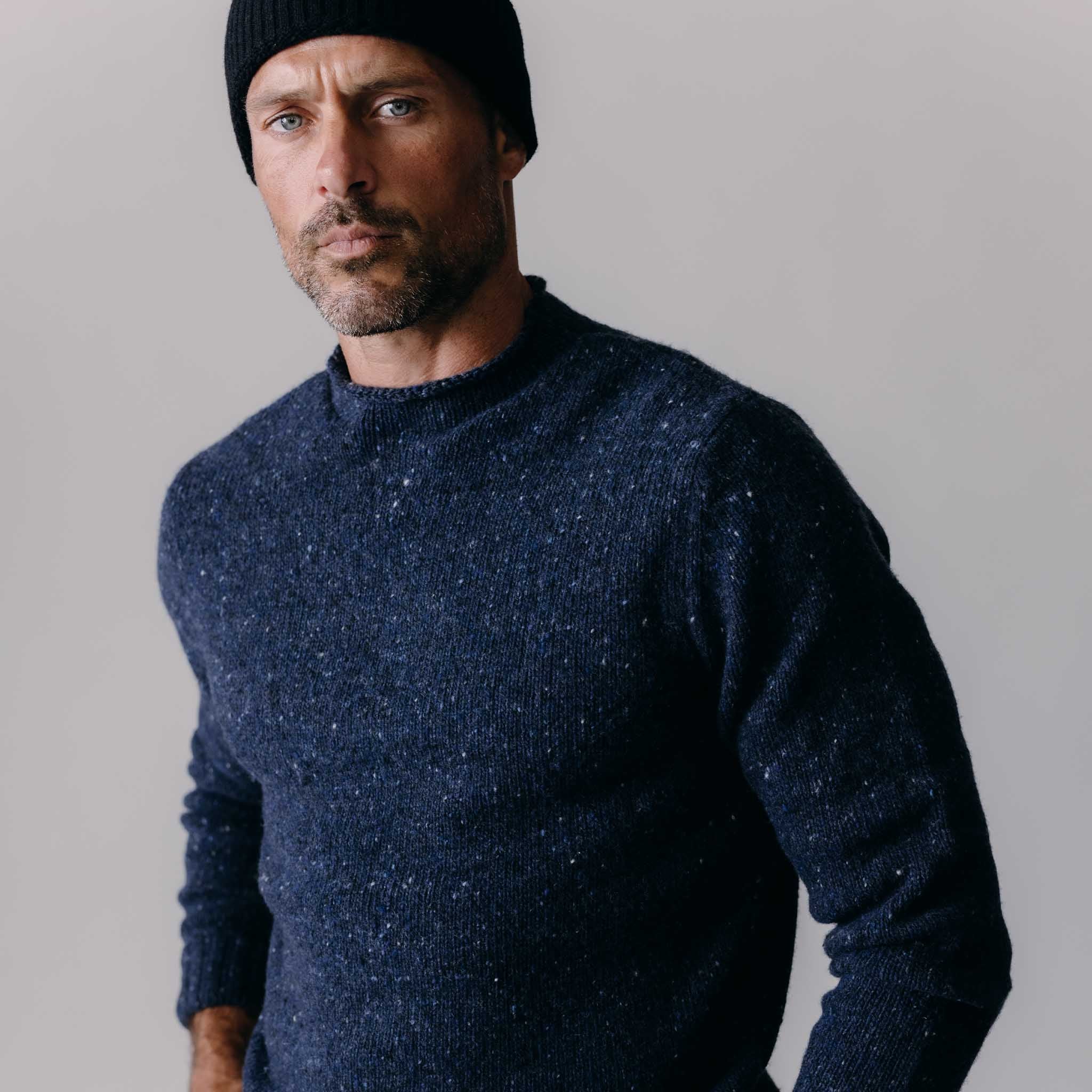 The Seafarer Sweater in Atlantic Blue Donegal - Image 2