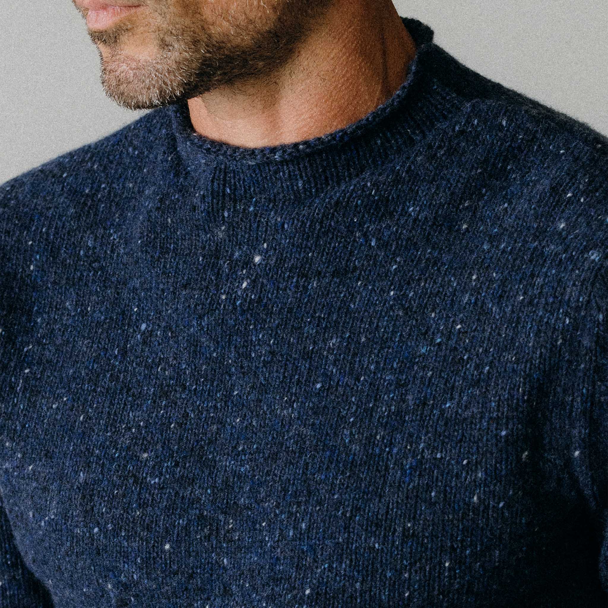 The Seafarer Sweater in Atlantic Blue Donegal - Image 3