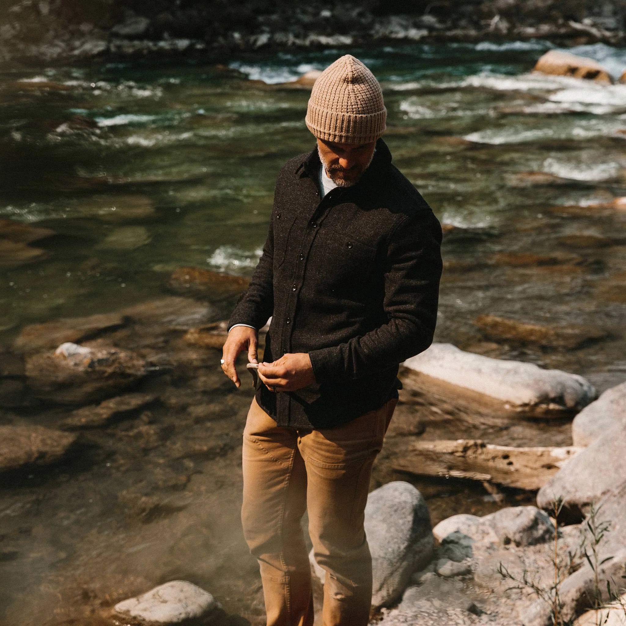The Service Shirt in Moss Melange Wool - Image 2