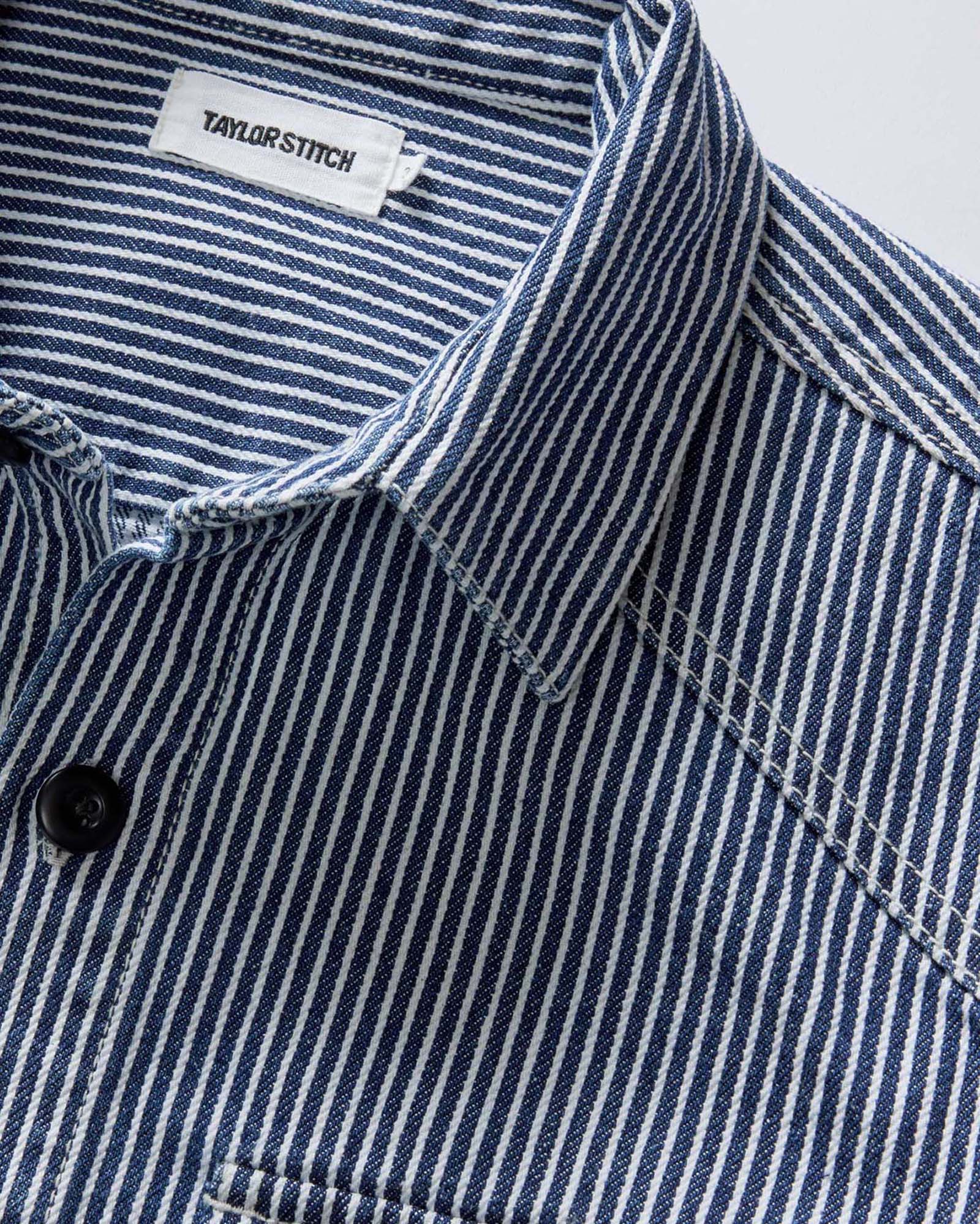The Shop Shirt in Indigo Railroad Stripe Denim - Image 6
