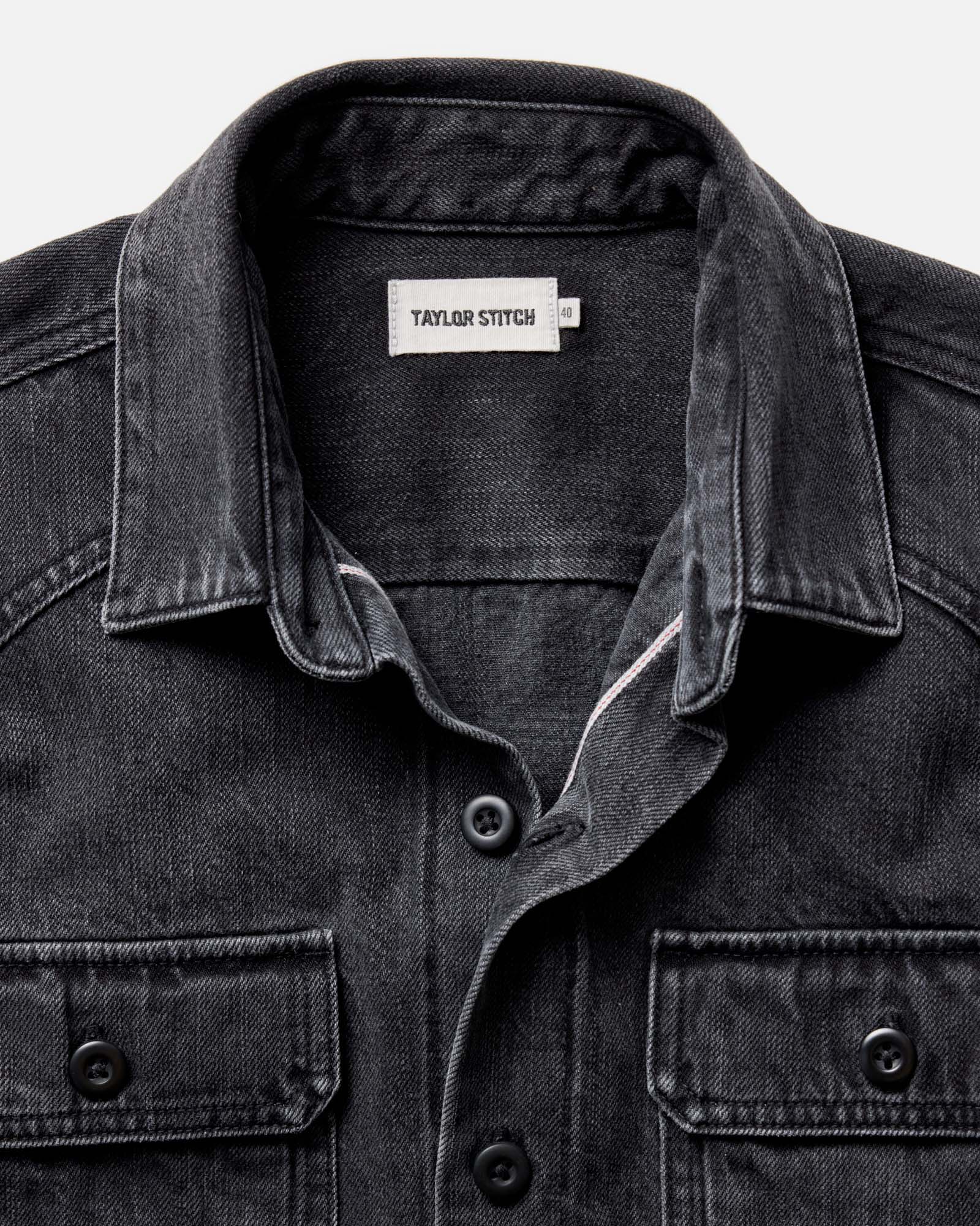 The Shop Shirt in Washed Black Organic Slub Selvedge - Image 5