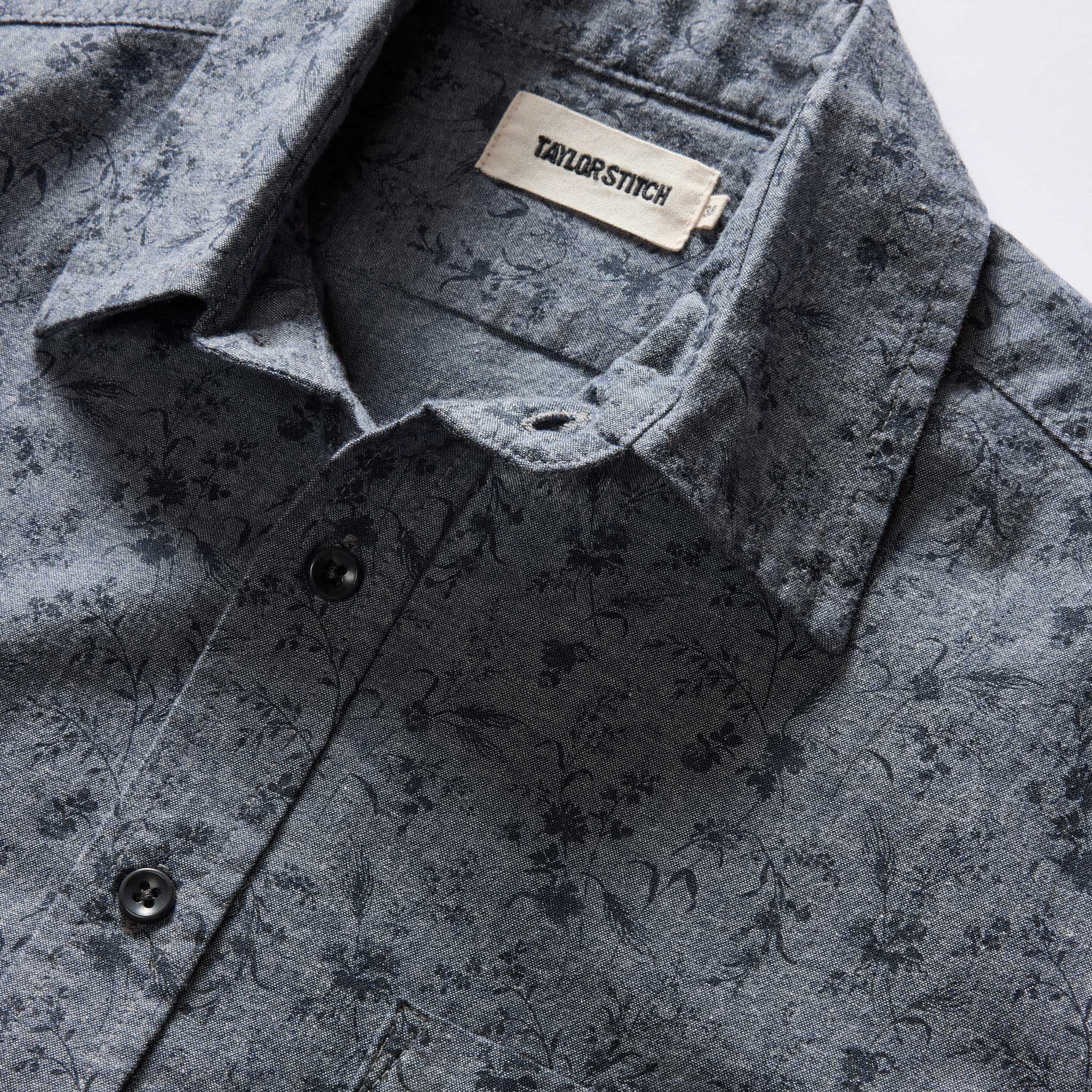 The Short Sleeve California in Blue Chambray Botanical - Image 5