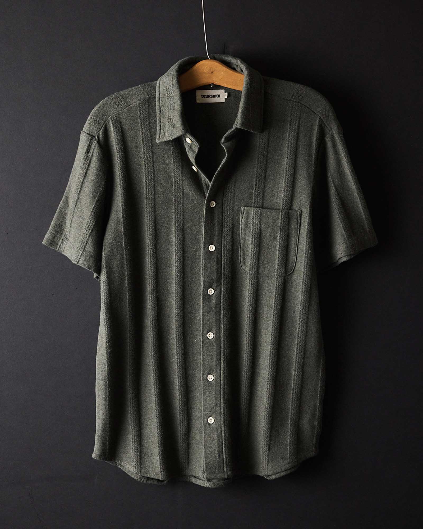 The Short Sleeve California in Heather Olive Pointelle Stripe - Image 4