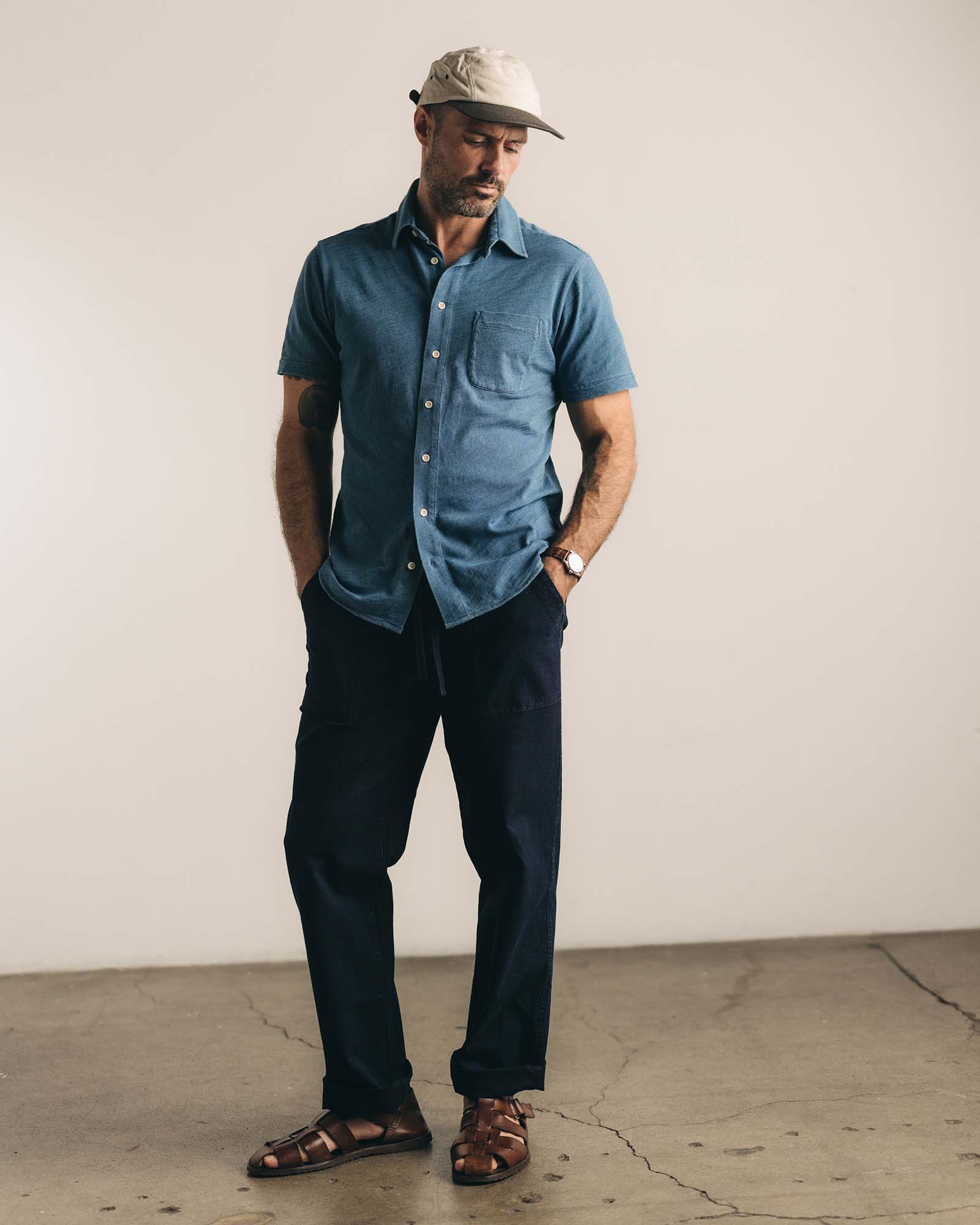 The Short Sleeve California in Washed Indigo Slub - Image 3