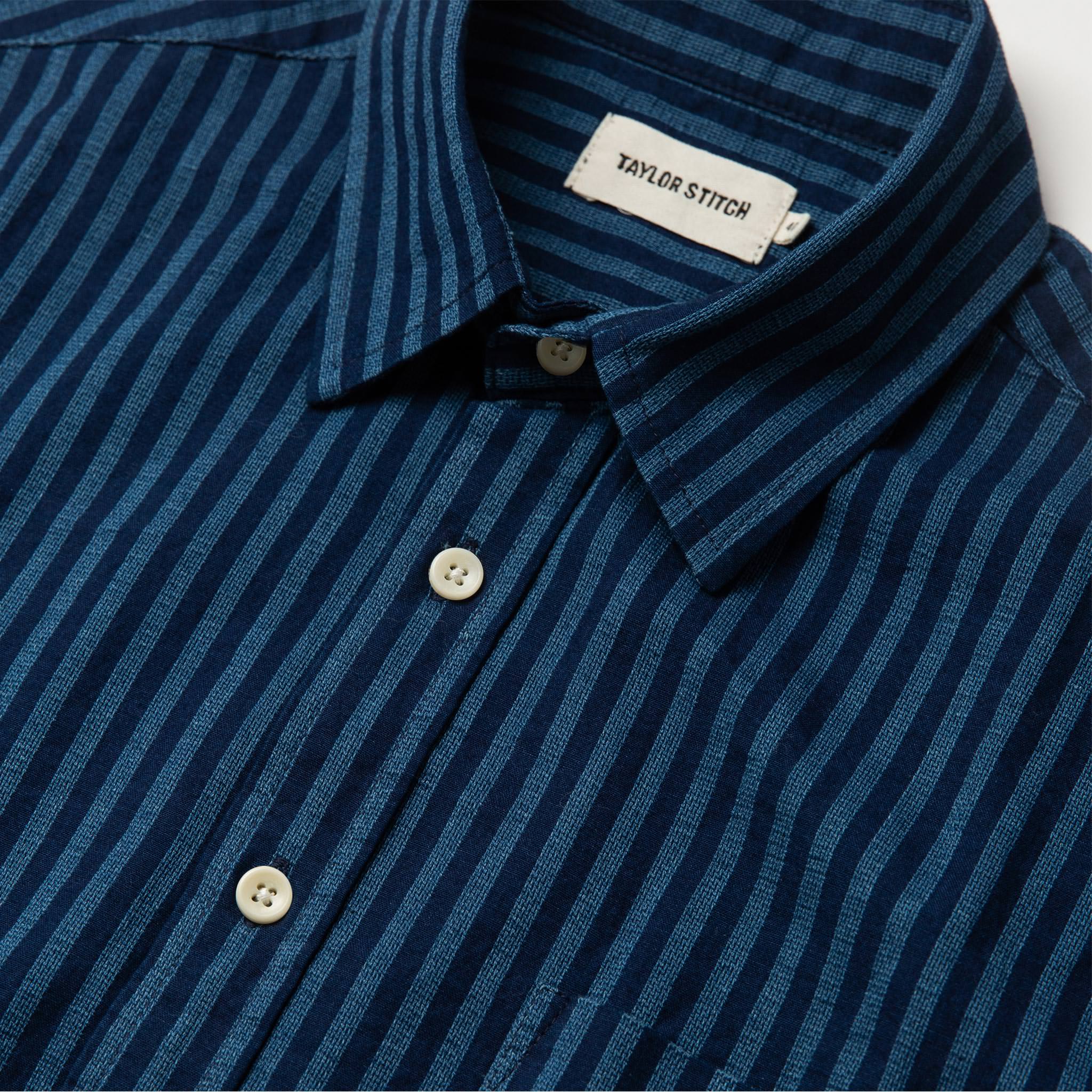 The Short Sleeve California in Indigo Jacquard Stripe - Image 6