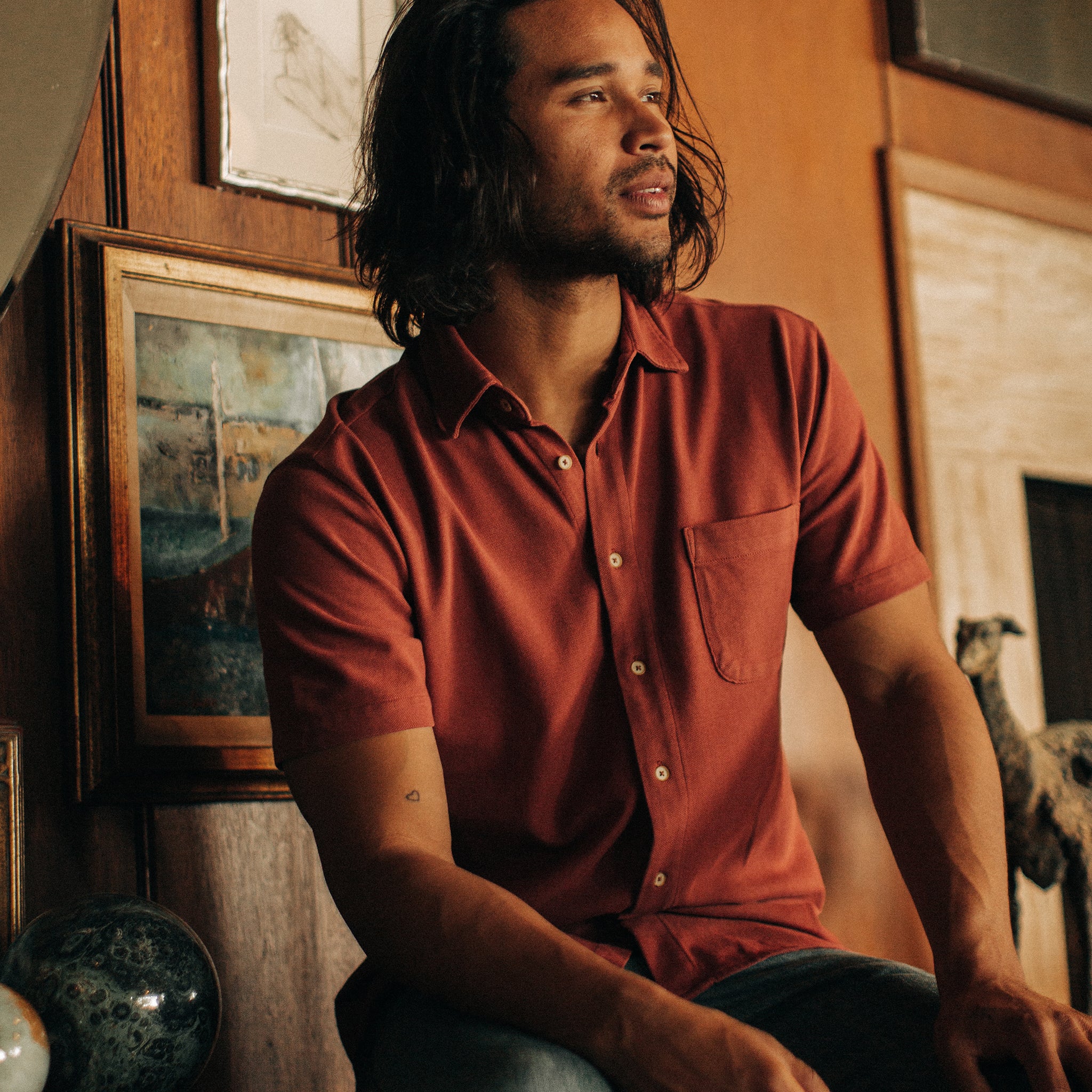 The Short Sleeve California in Red Clay Pique - Image 2