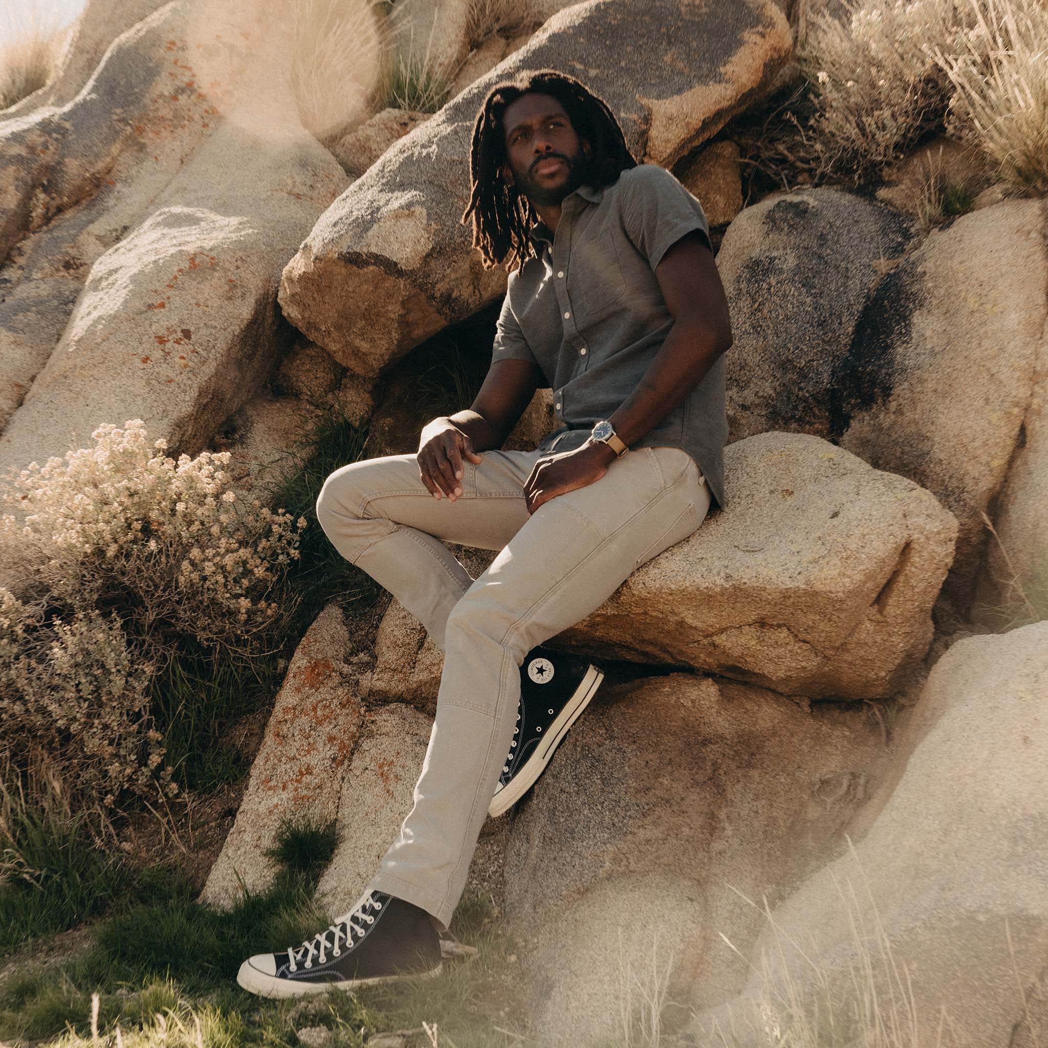 The Short Sleeve California in Heather Slate Cord - Image 2
