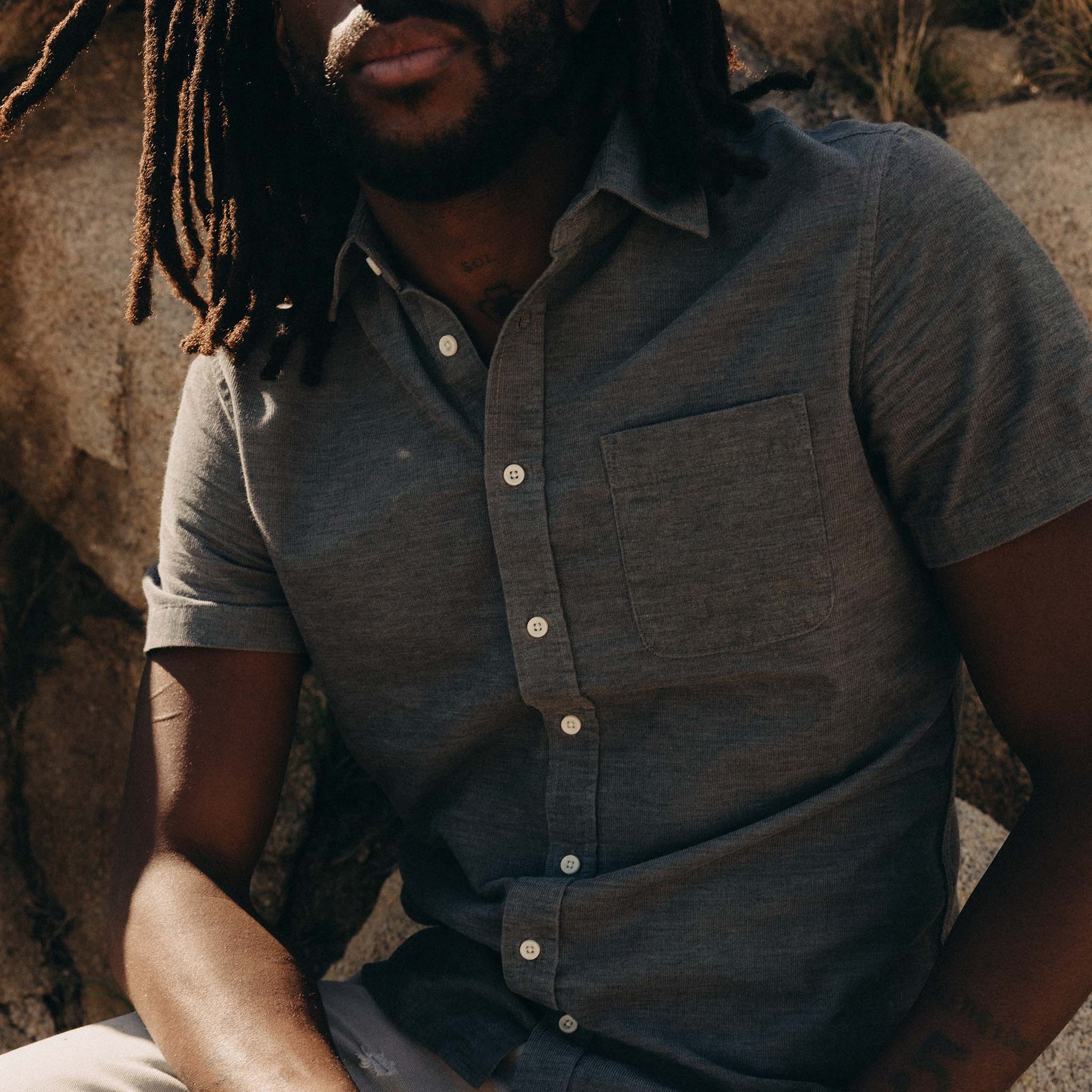 The Short Sleeve California in Heather Slate Cord - Image 3