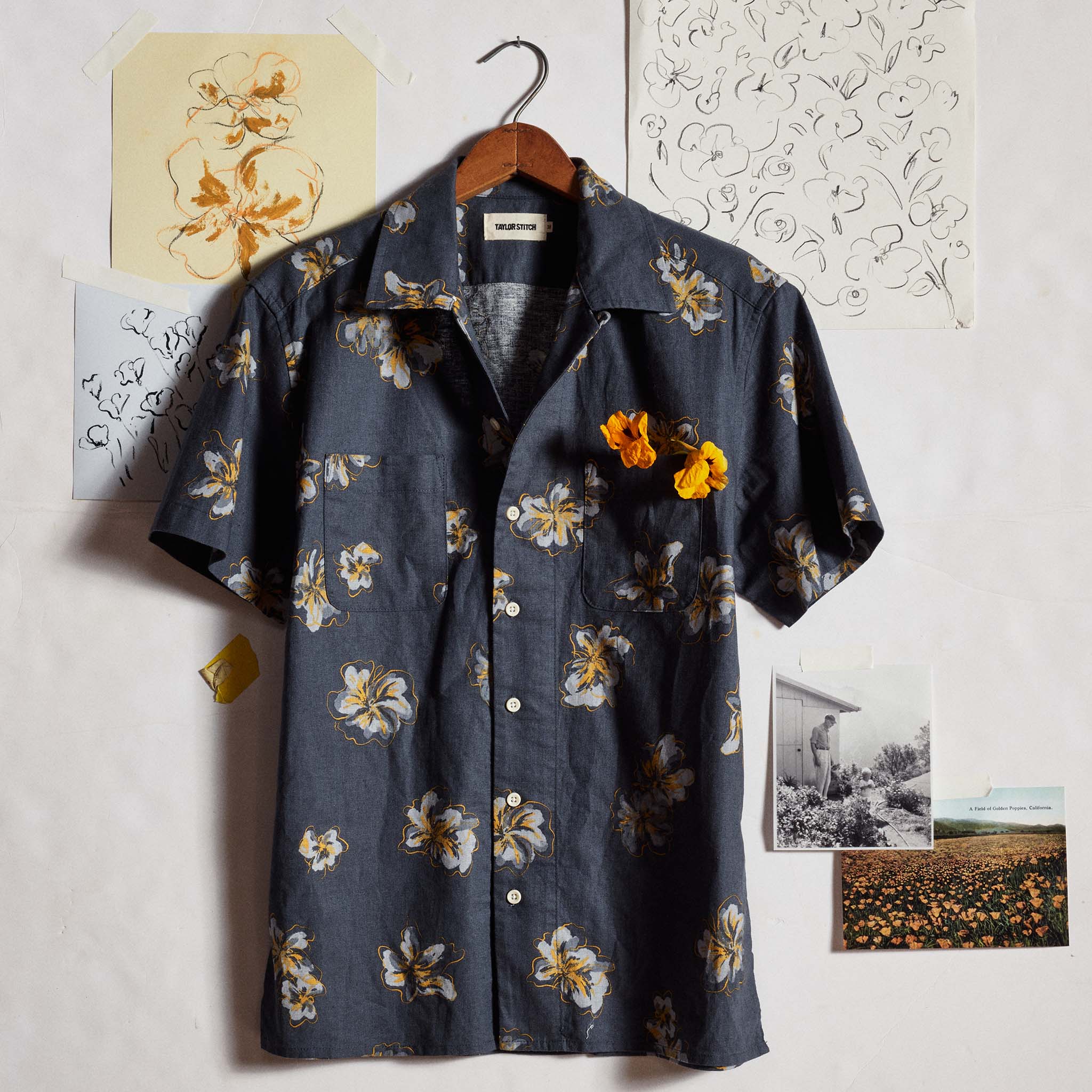 The Conrad Shirt in Dark Blue Floral - Image 3