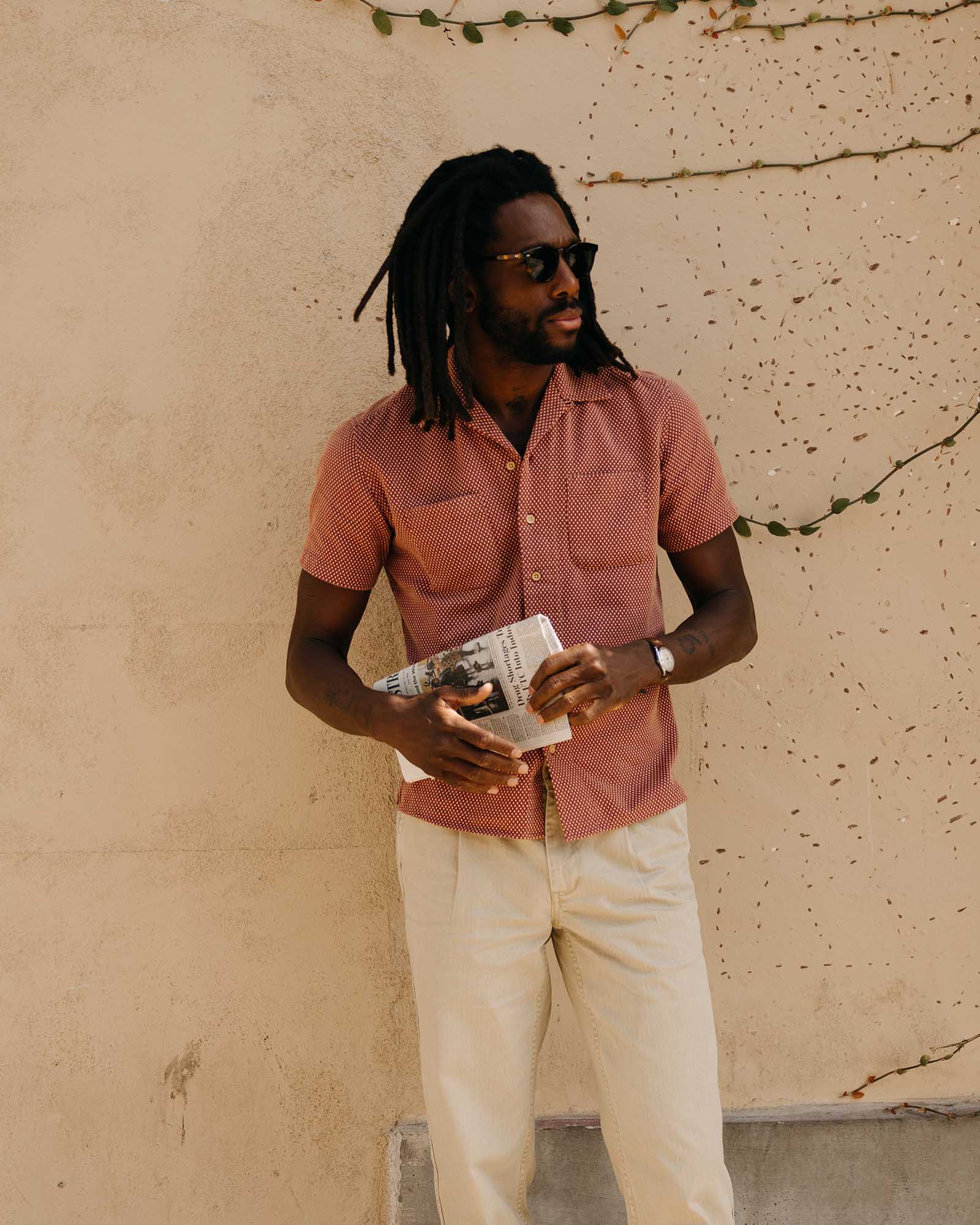 The Conrad Shirt in Fired Brick Dobby - Image 2