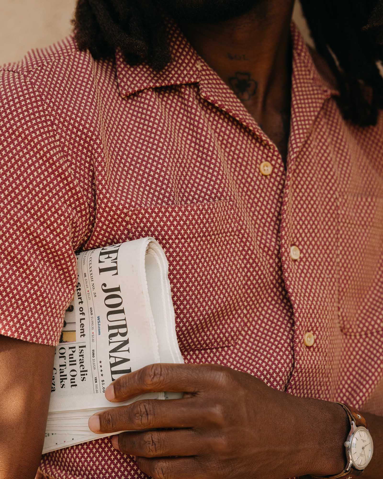 The Conrad Shirt in Fired Brick Dobby - Image 4