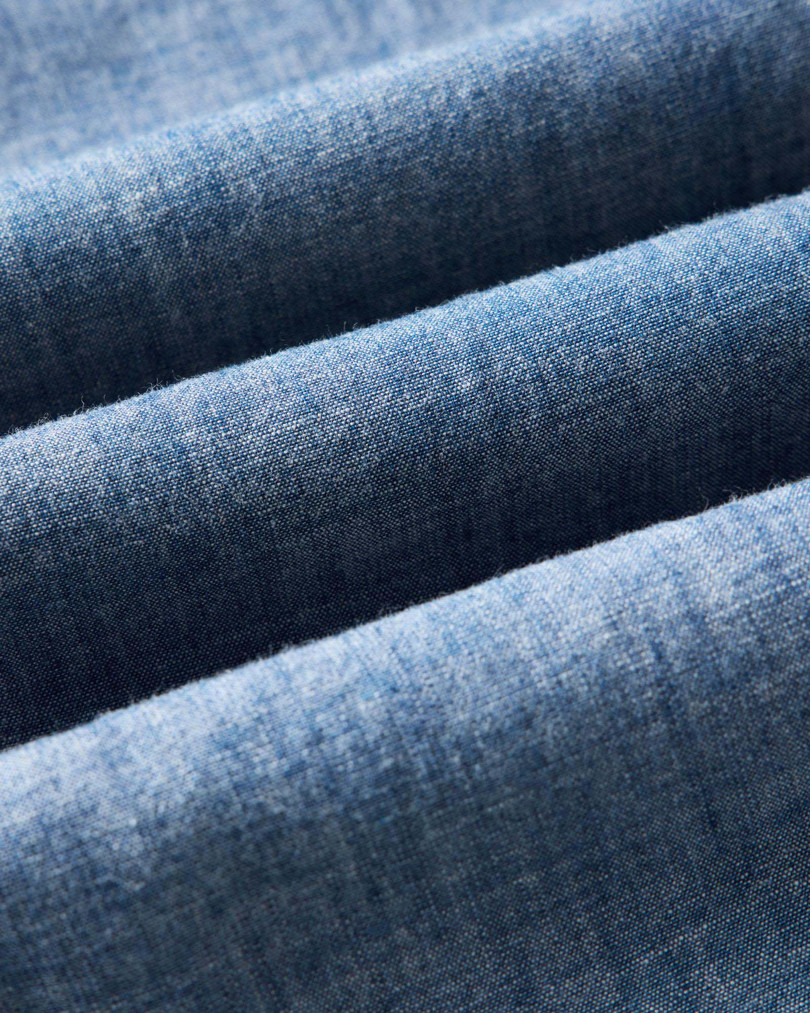 The Short Sleeve Crew Shirt in Washed Indigo Chambray - Image 6