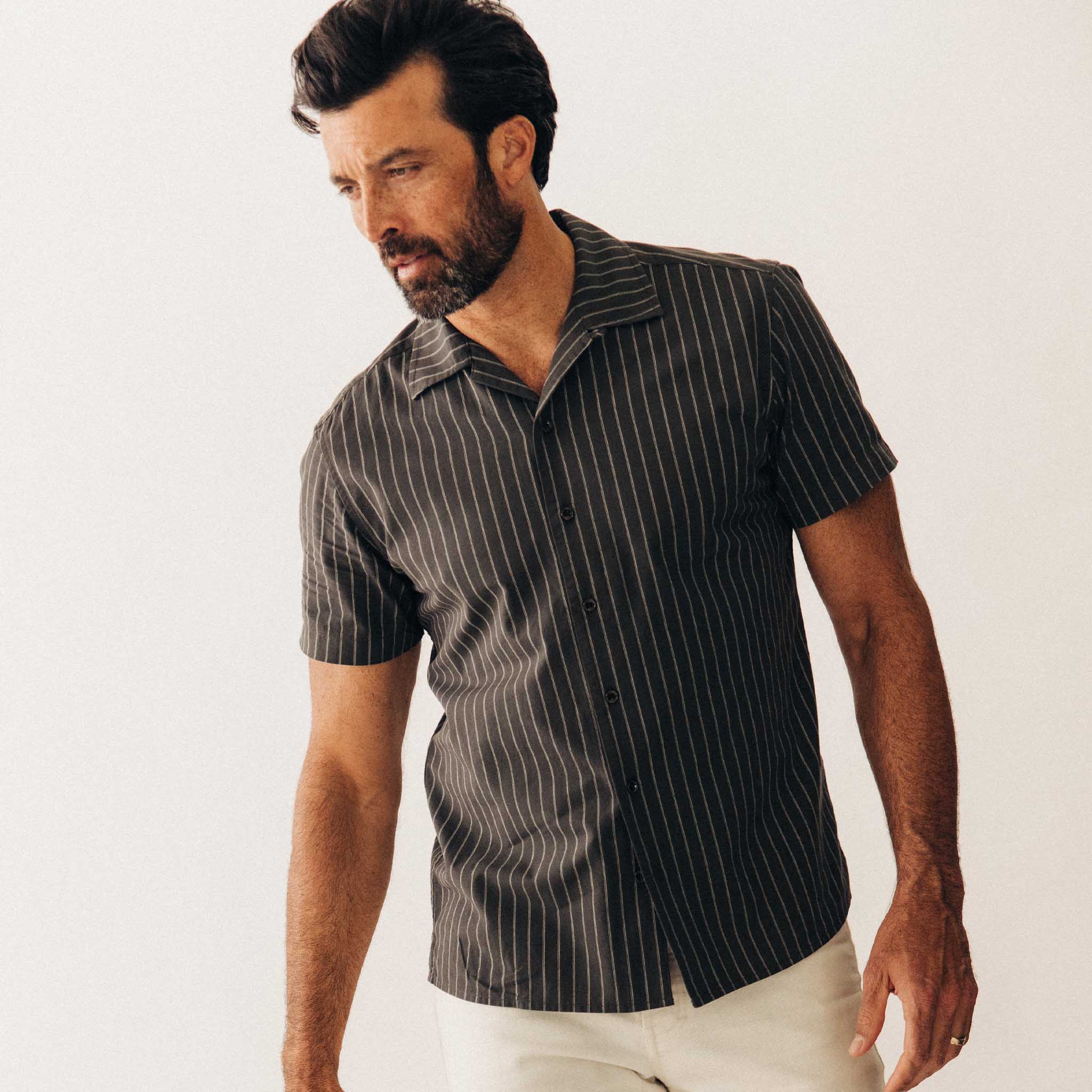 The Short Sleeve Davis Shirt in Kelp Stripe - Image 2
