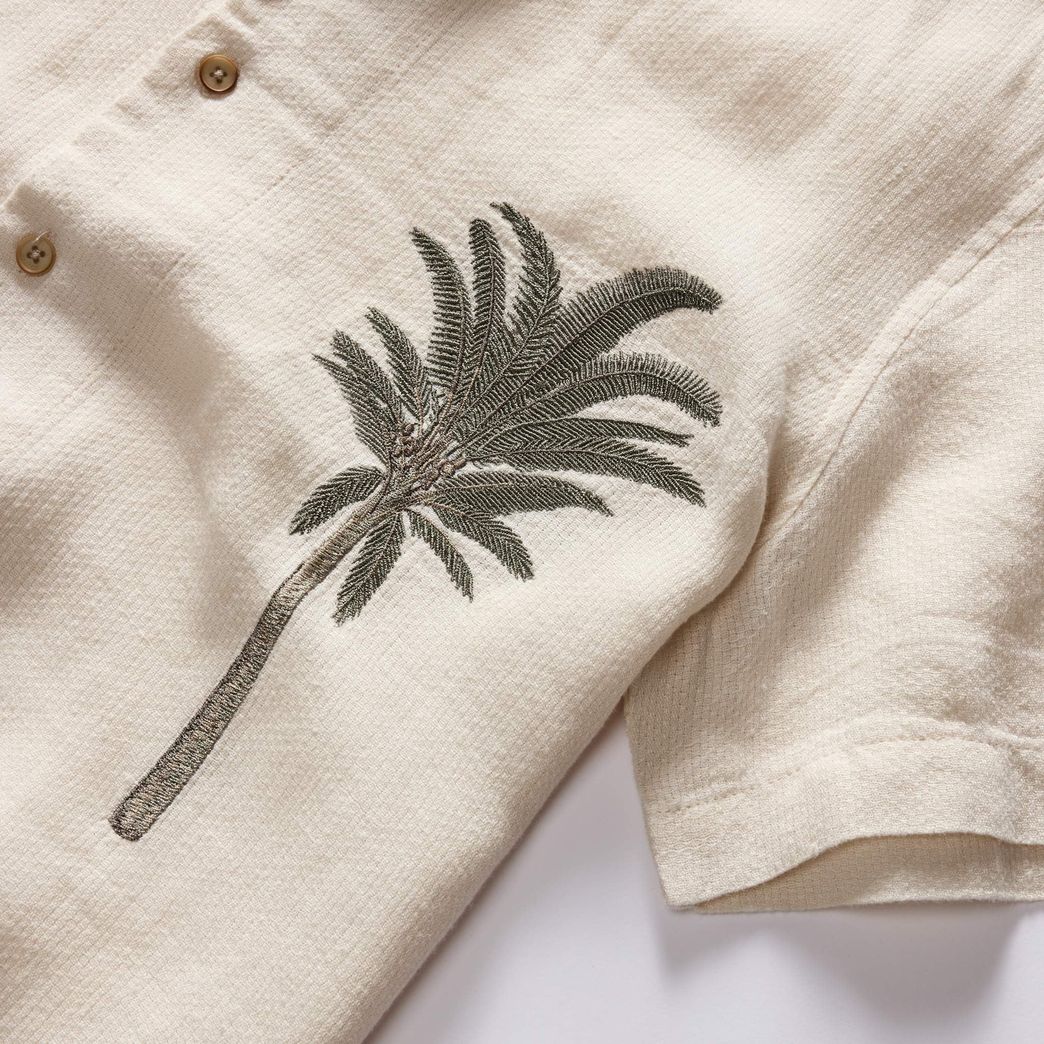 The Short Sleeve Davis Shirt in Natural Palm Embroidery - Image 6