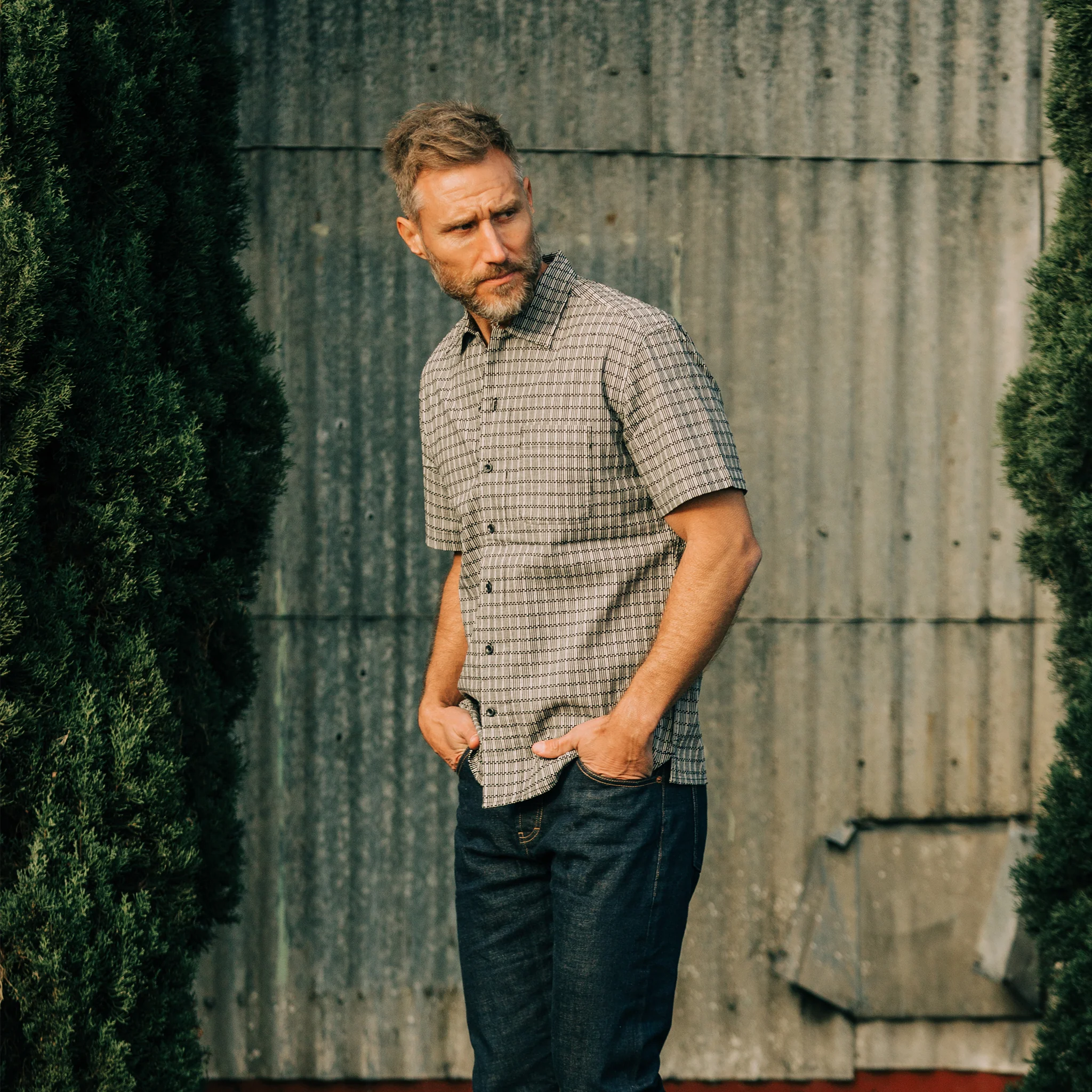 The Short Sleeve Hawthorne in Navy Stripe - Image 2