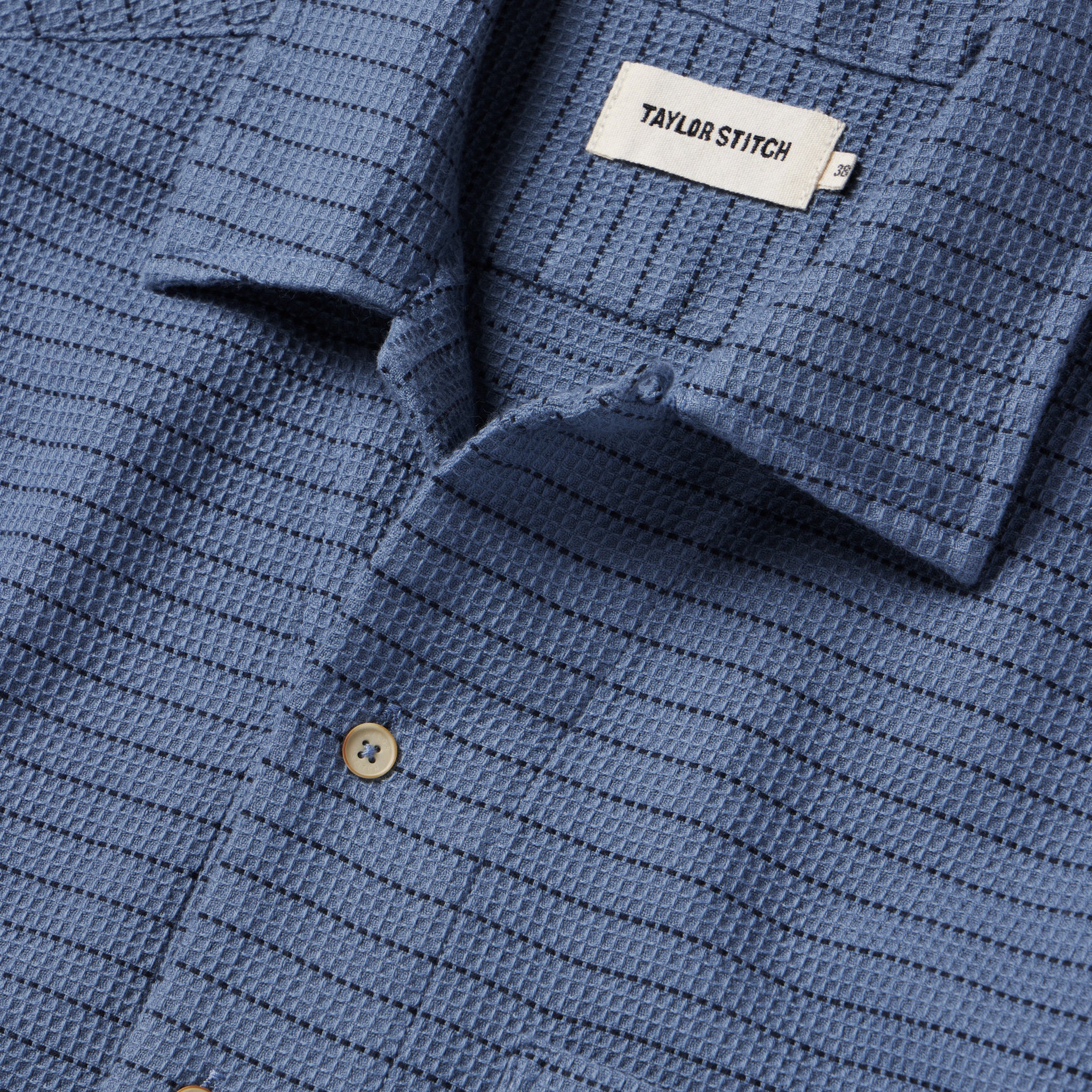 The Short Sleeve Hawthorne in Ocean Pickstitch Waffle - Image 5