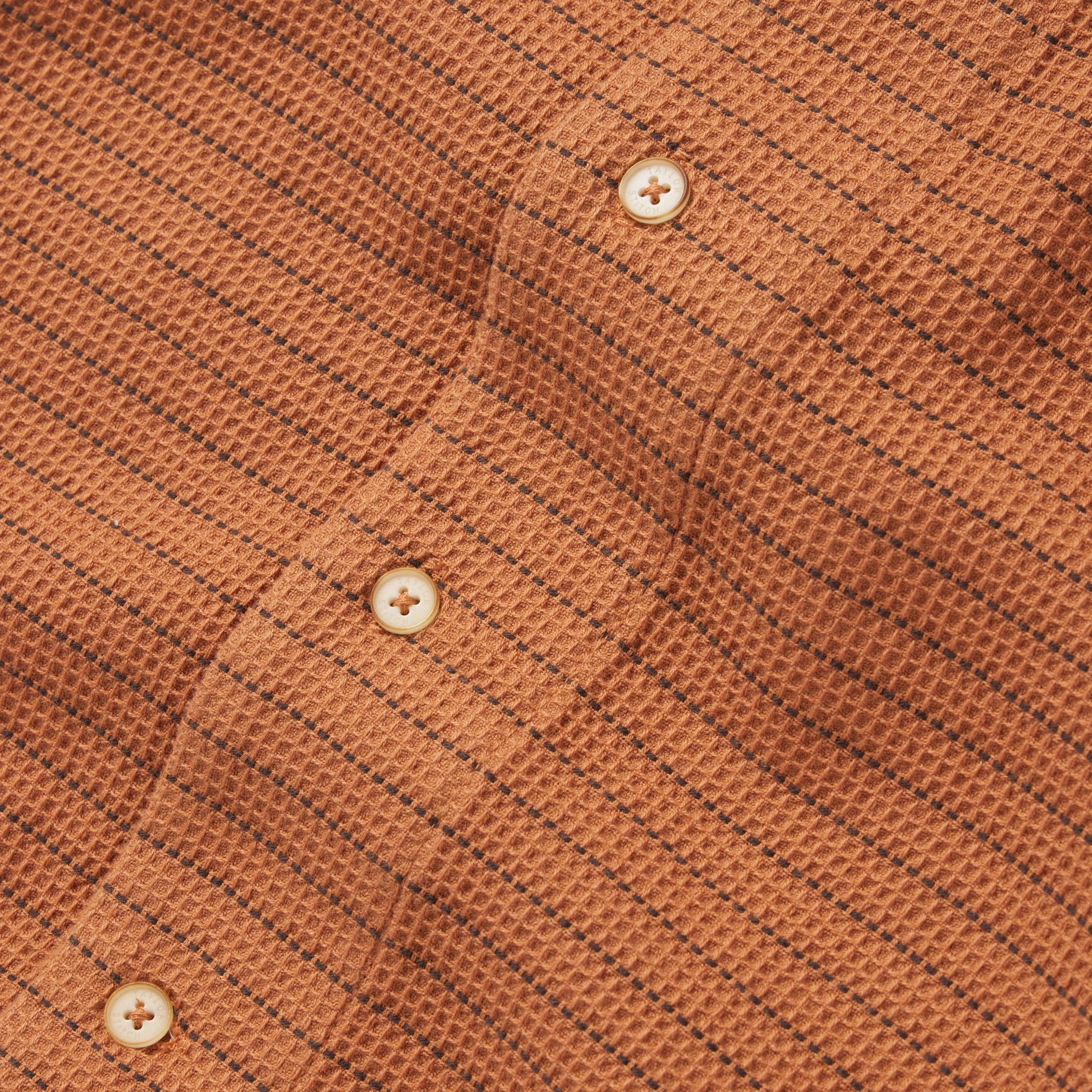 The Short Sleeve Hawthorne in Rust Pickstitch Waffle - Image 6