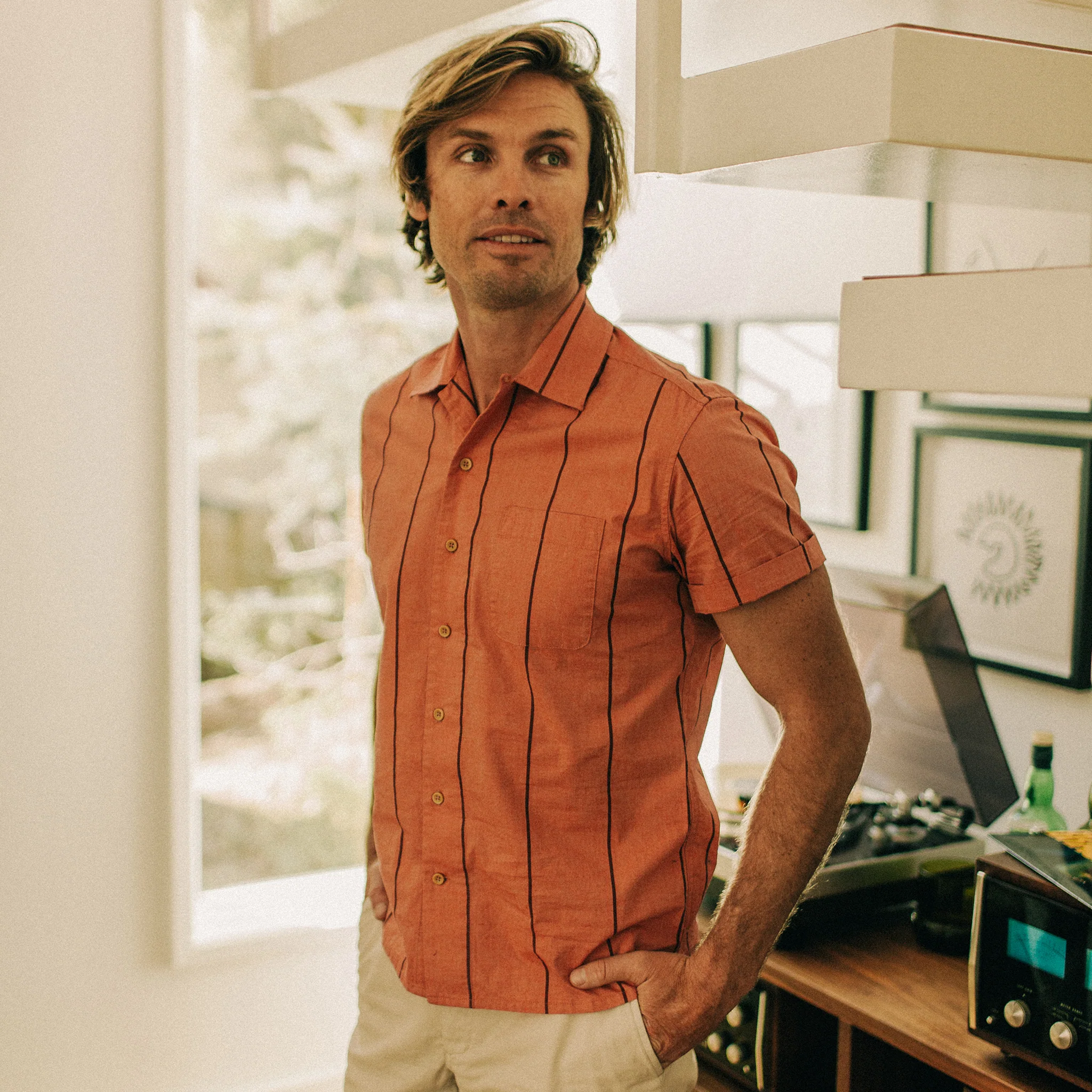 The Short Sleeve Hawthorne in Rust Stripe - Image 2