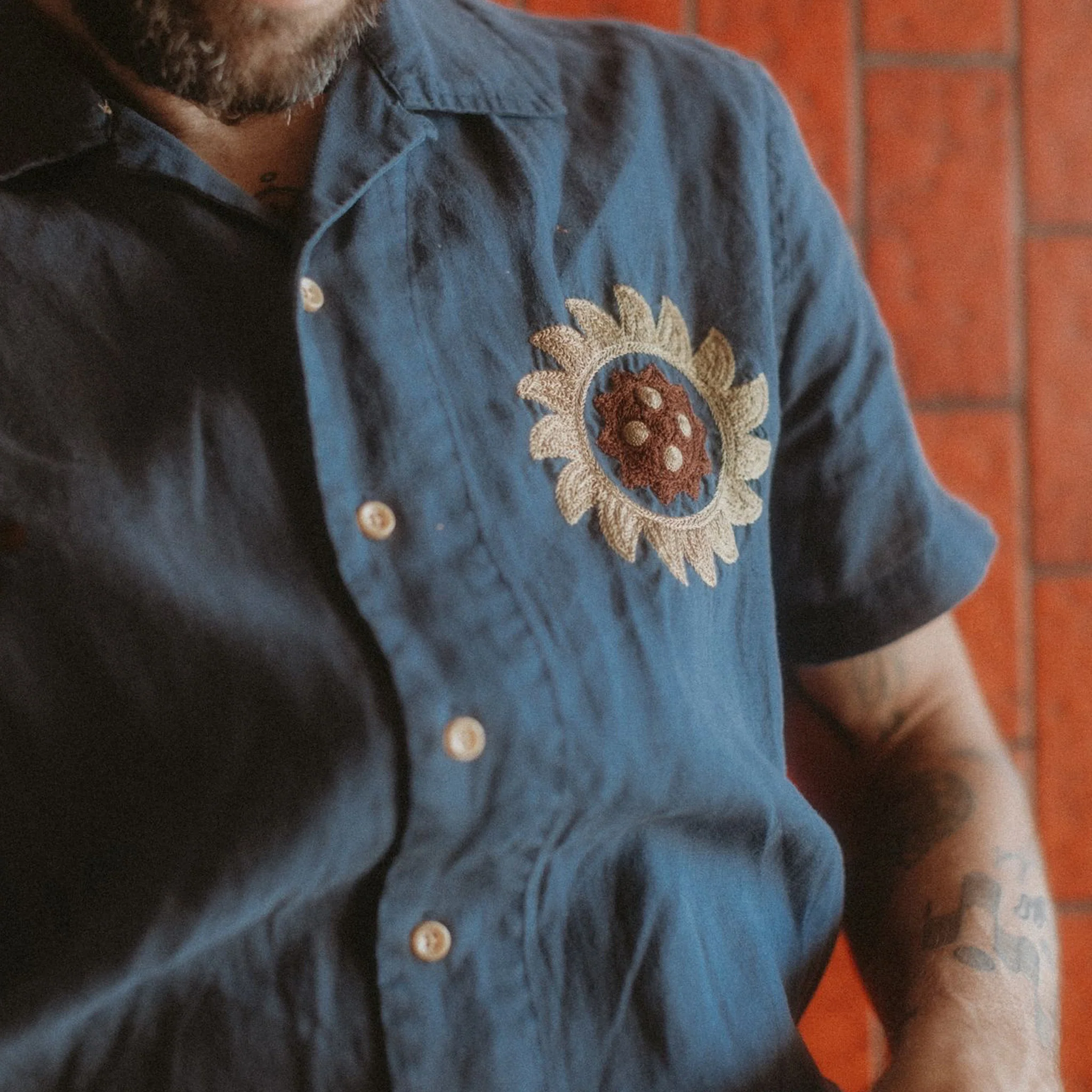 The Embroidered Hawthorne in Sea Glass Hemp - Image 2