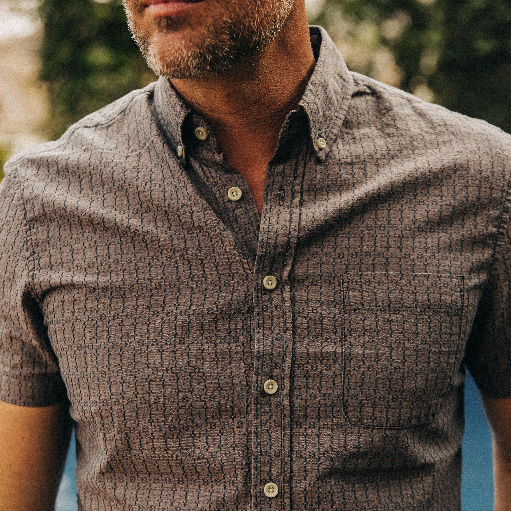 The Short Sleeve Jack in Cocoa Dobby - Image 3