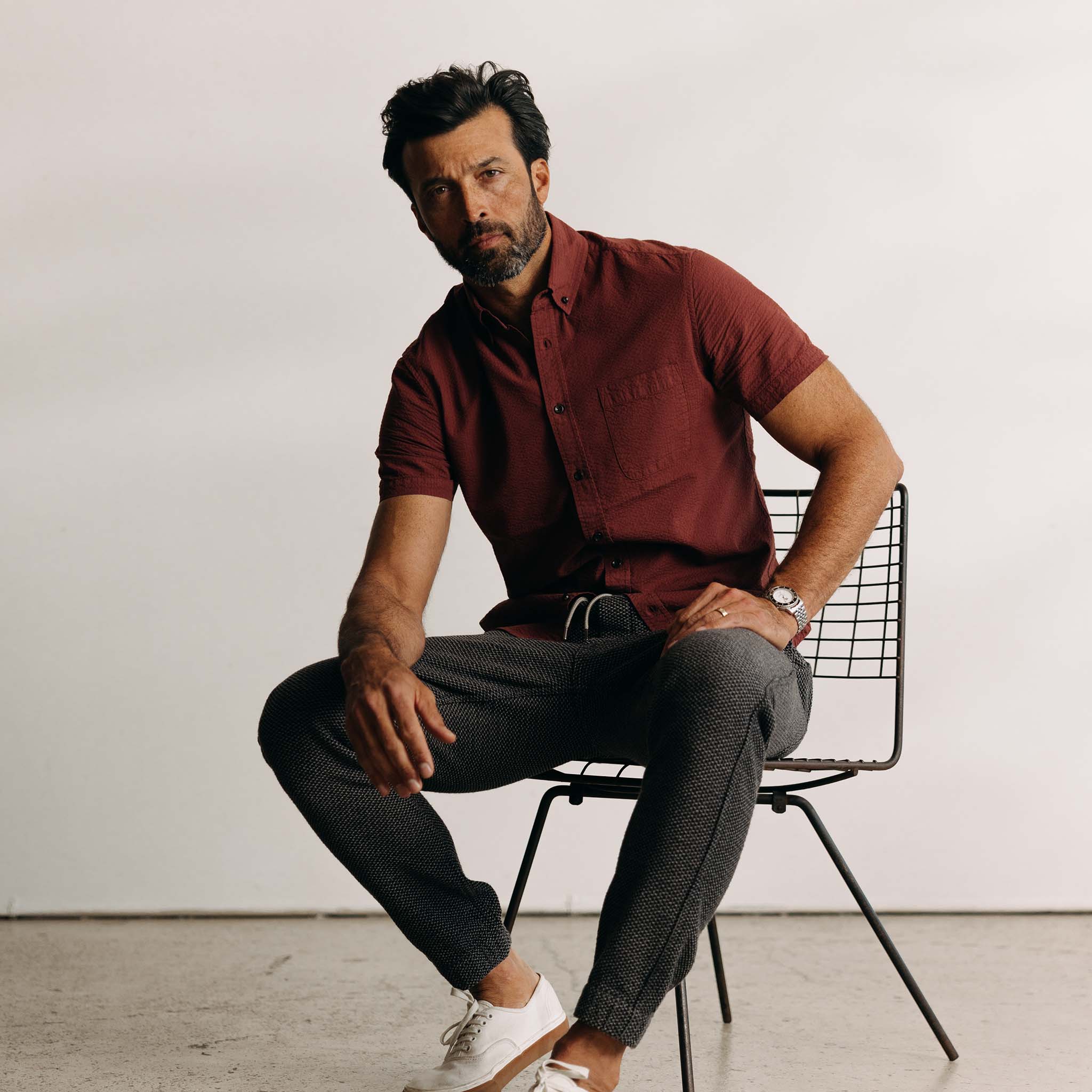 The Short Sleeve Jack in Dried Cherry Seersucker - Image 2