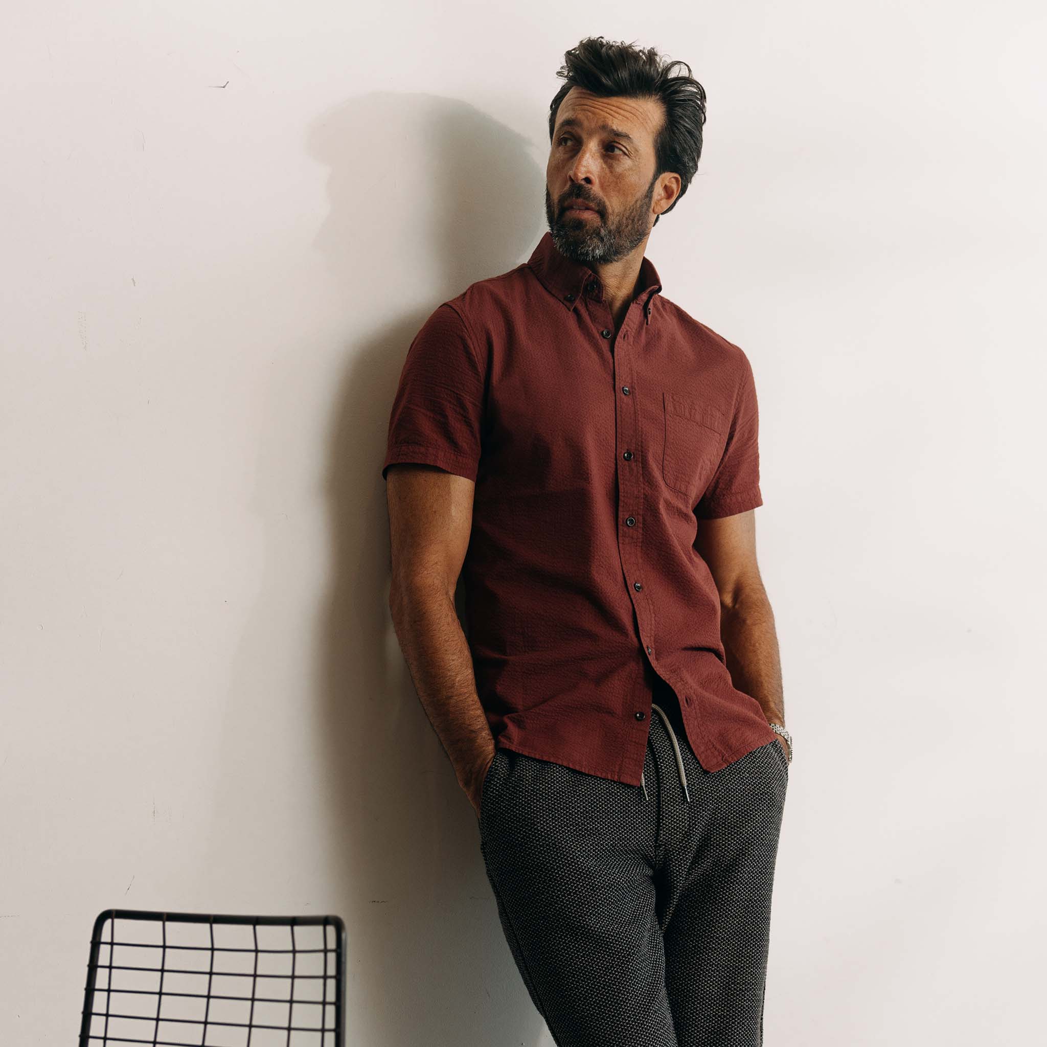 The Short Sleeve Jack in Dried Cherry Seersucker - Image 5