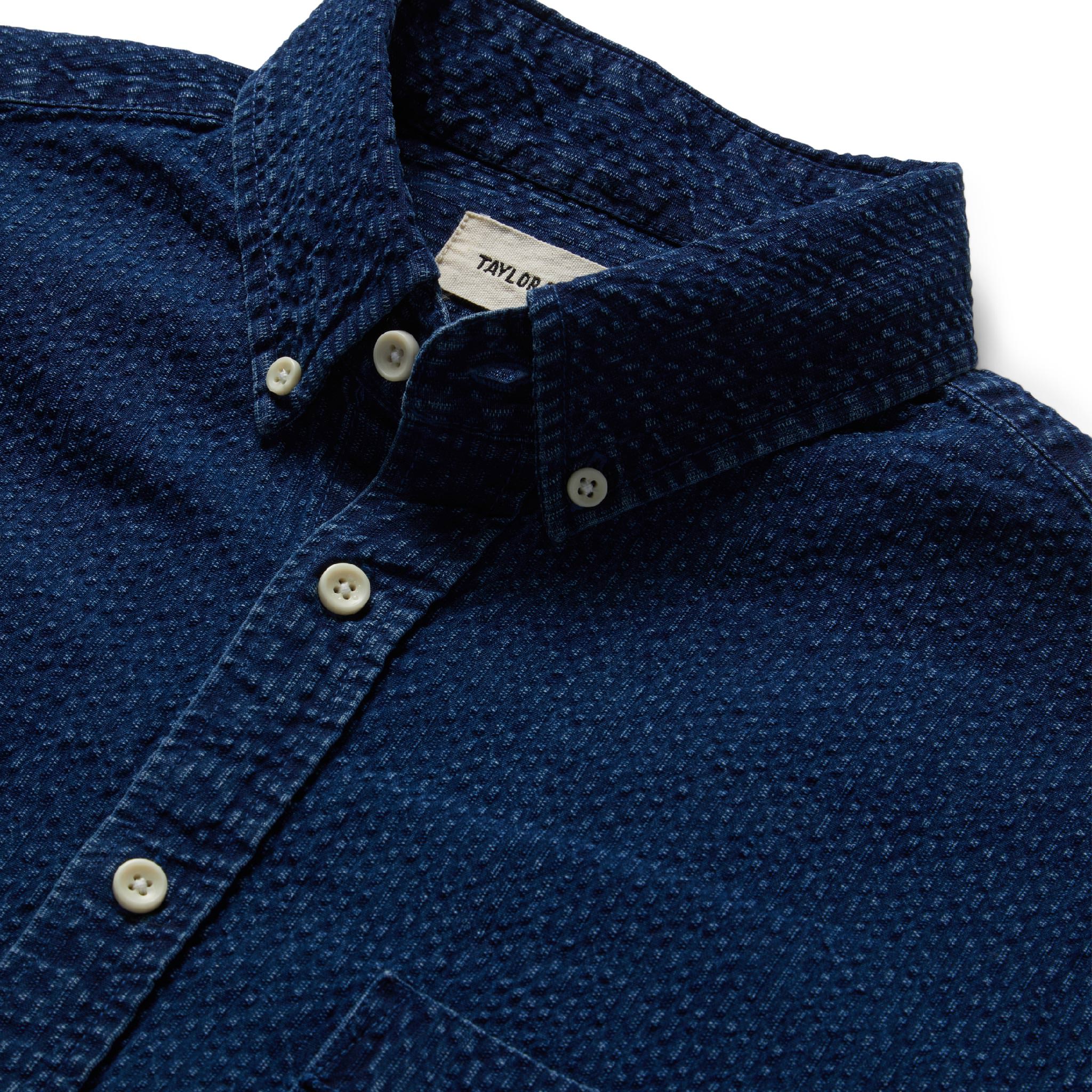 The Short Sleeve Jack in Indigo Seersucker - Image 5