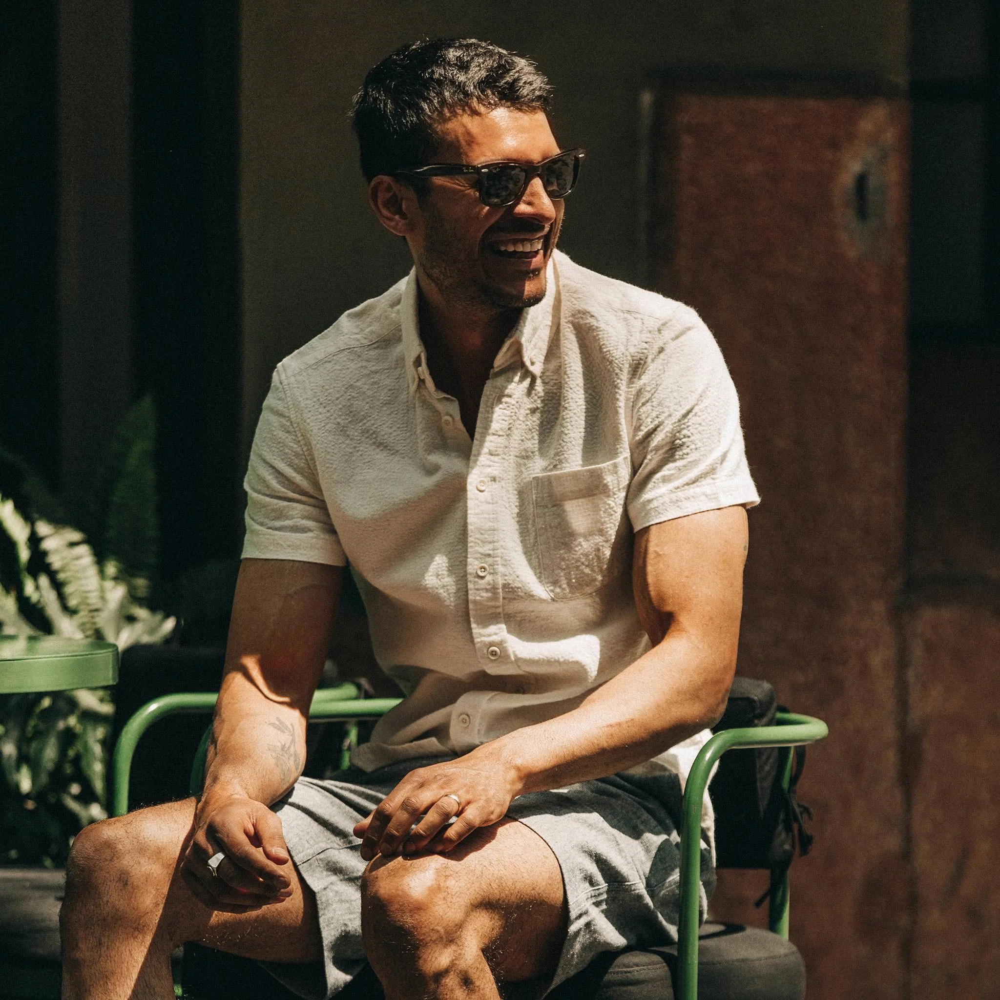 The Short Sleeve Jack in Natural Ramie Grid - Image 5