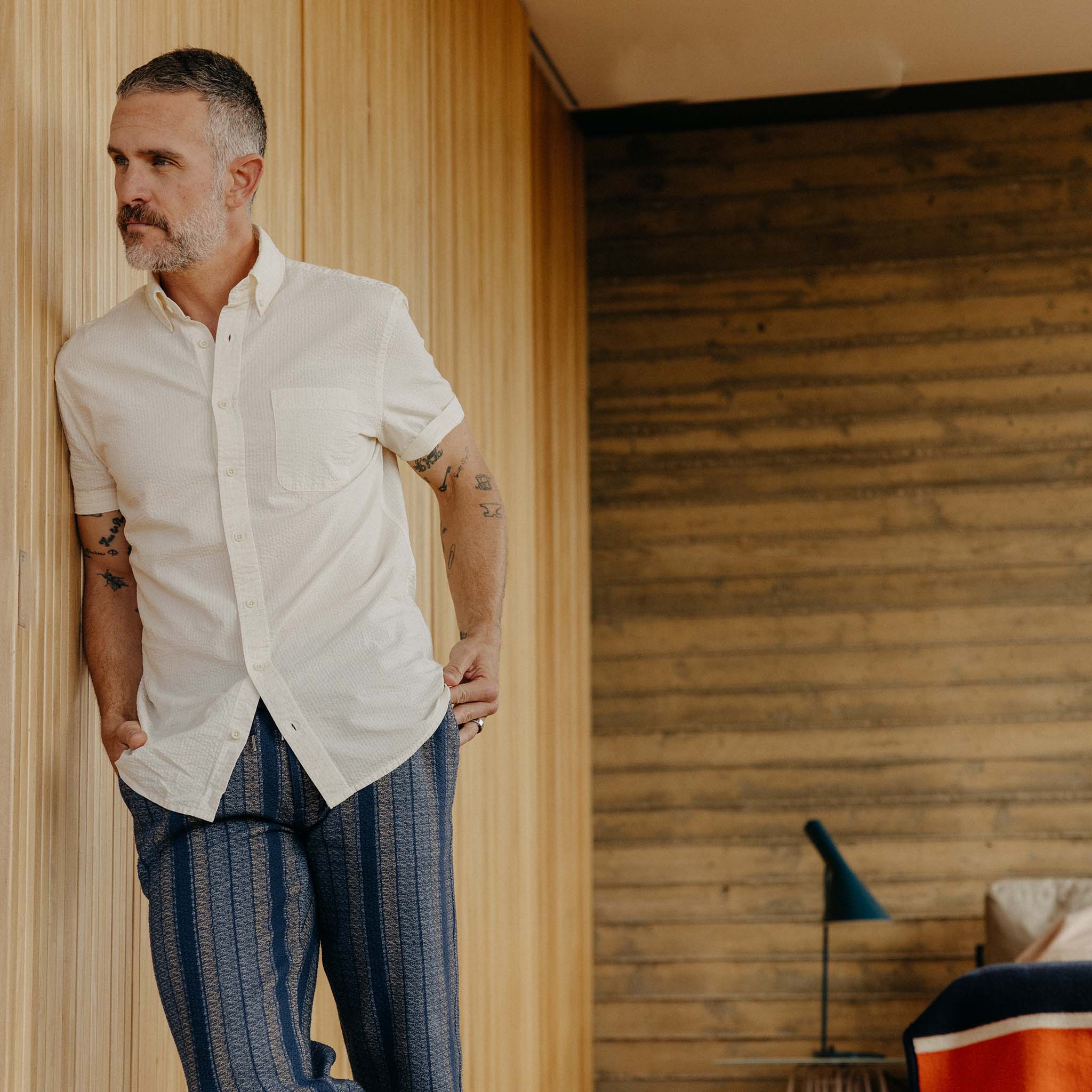 The Short Sleeve Jack in Natural Seersucker - Image 5