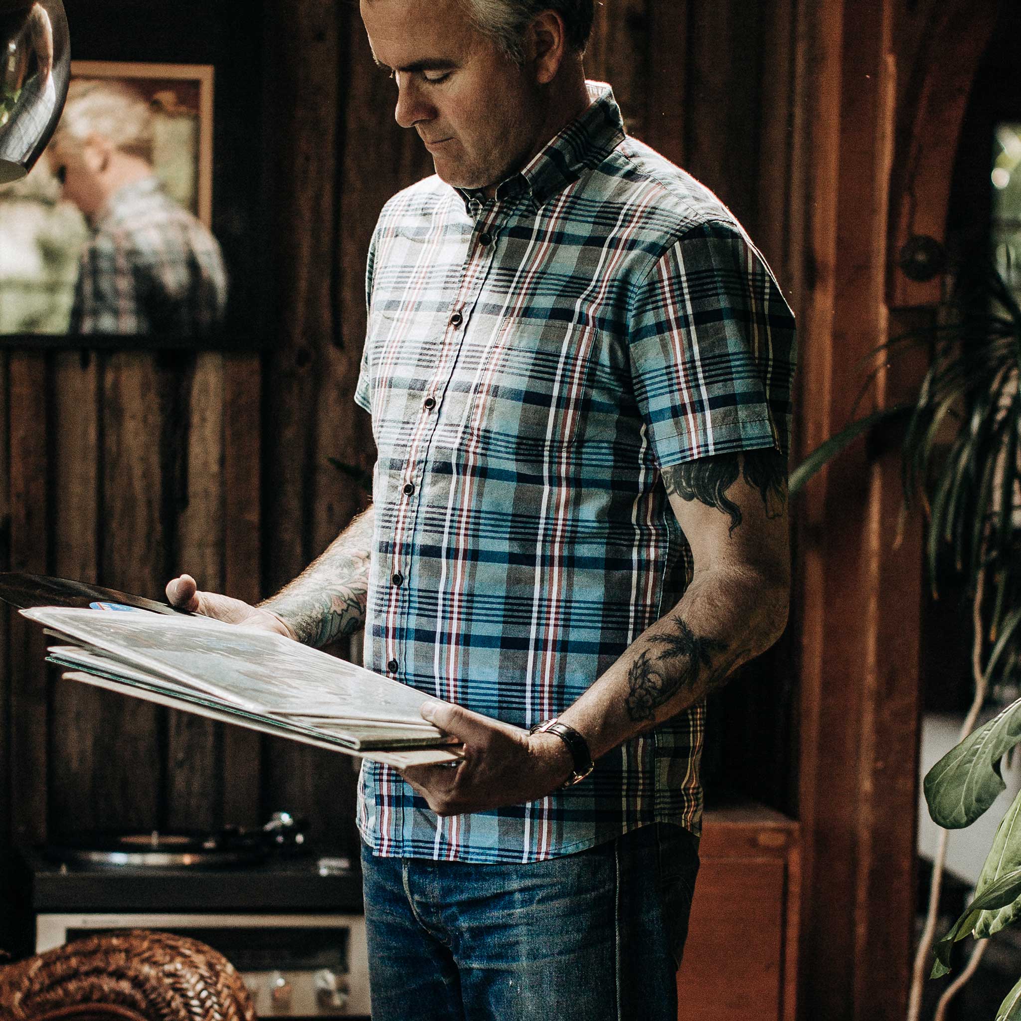 The Short Sleeve Jack in Navy Madras - Image 2