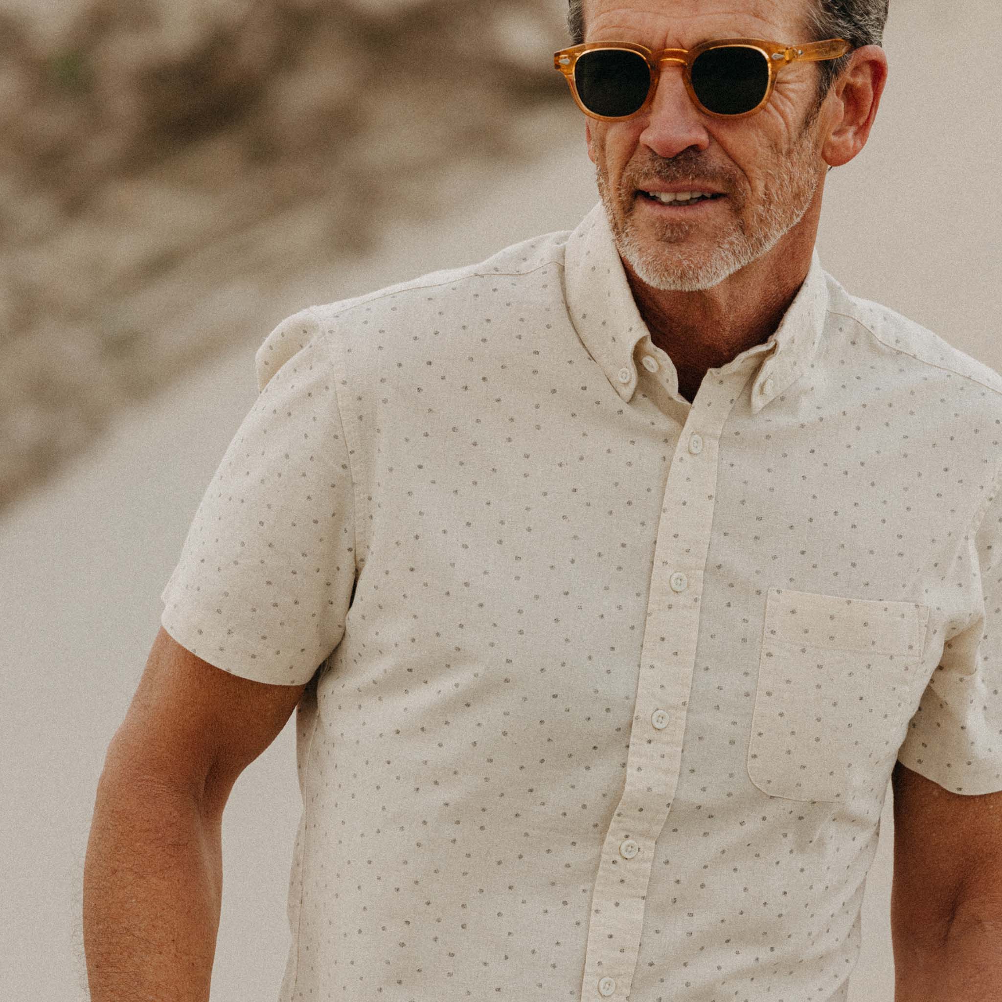 The Short Sleeve Jack in Heather Oat Dot - Image 3
