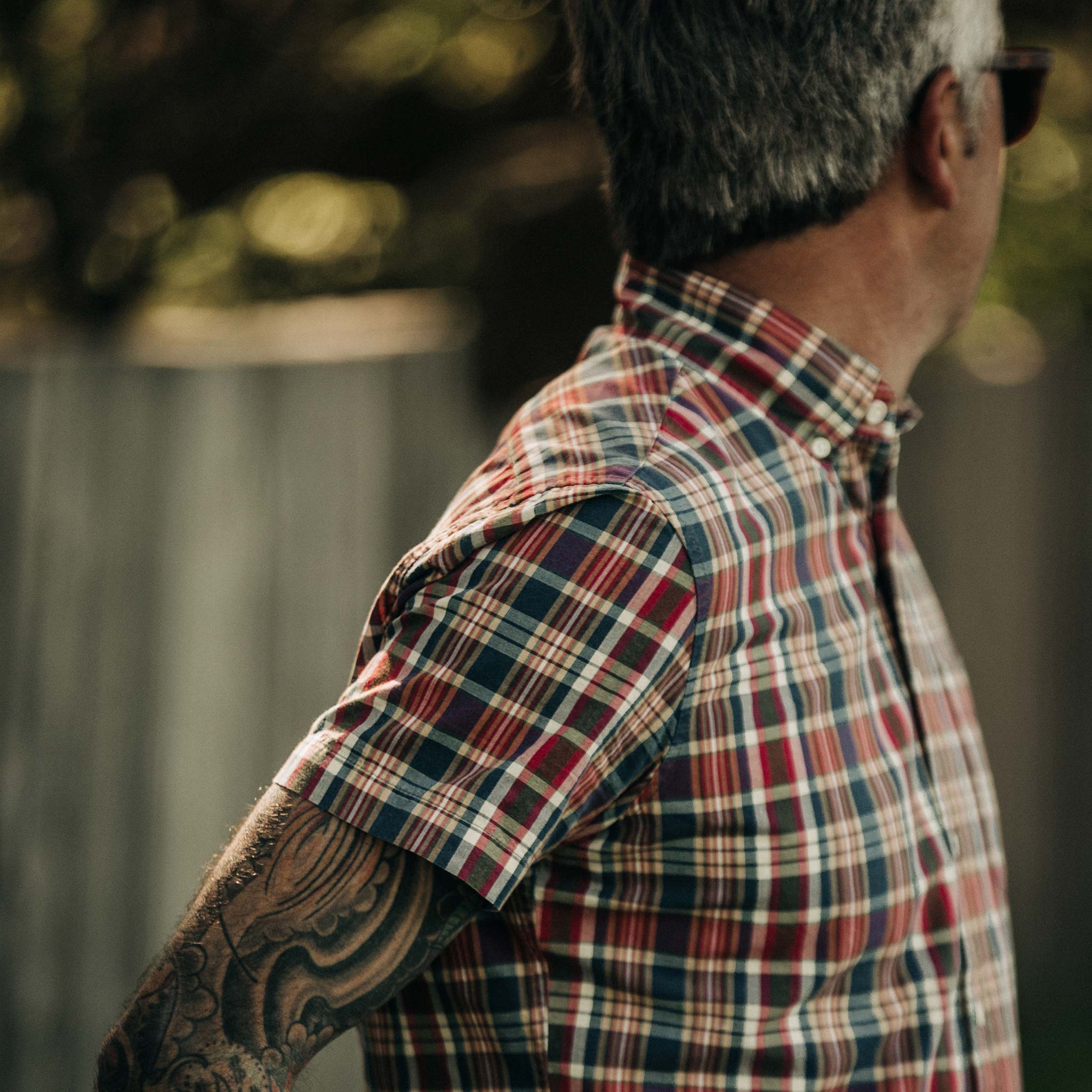 The Short Sleeve Jack in Red Madras - Image 5