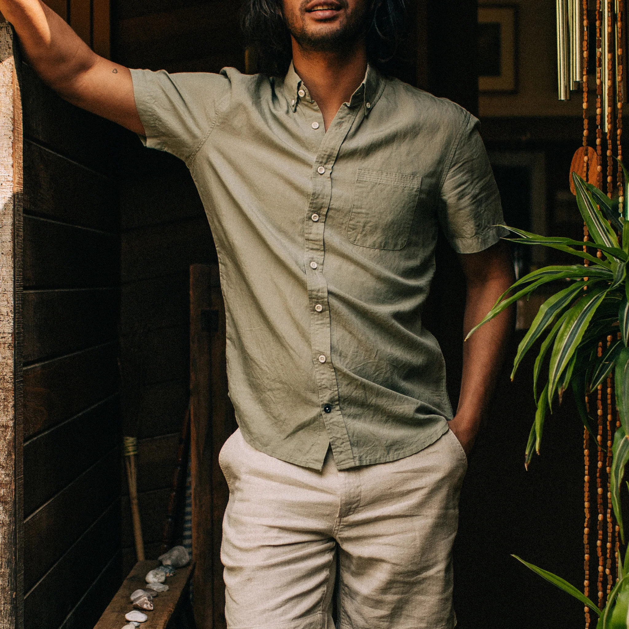 The Short Sleeve Jack in Sage and Natural - Image 2