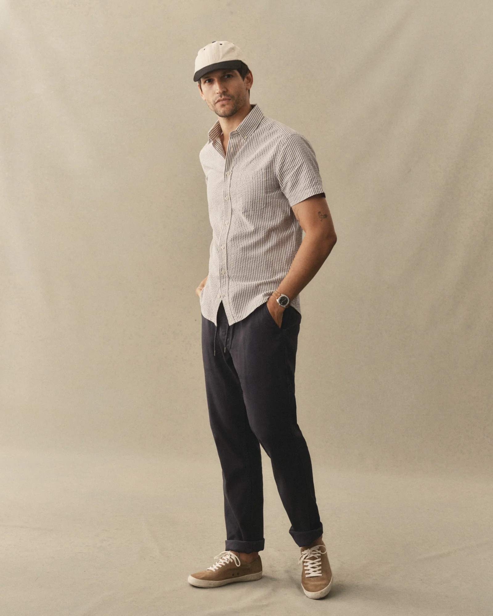 The Short Sleeve Jack in Steel Blue Stripe Seersucker - Image 4