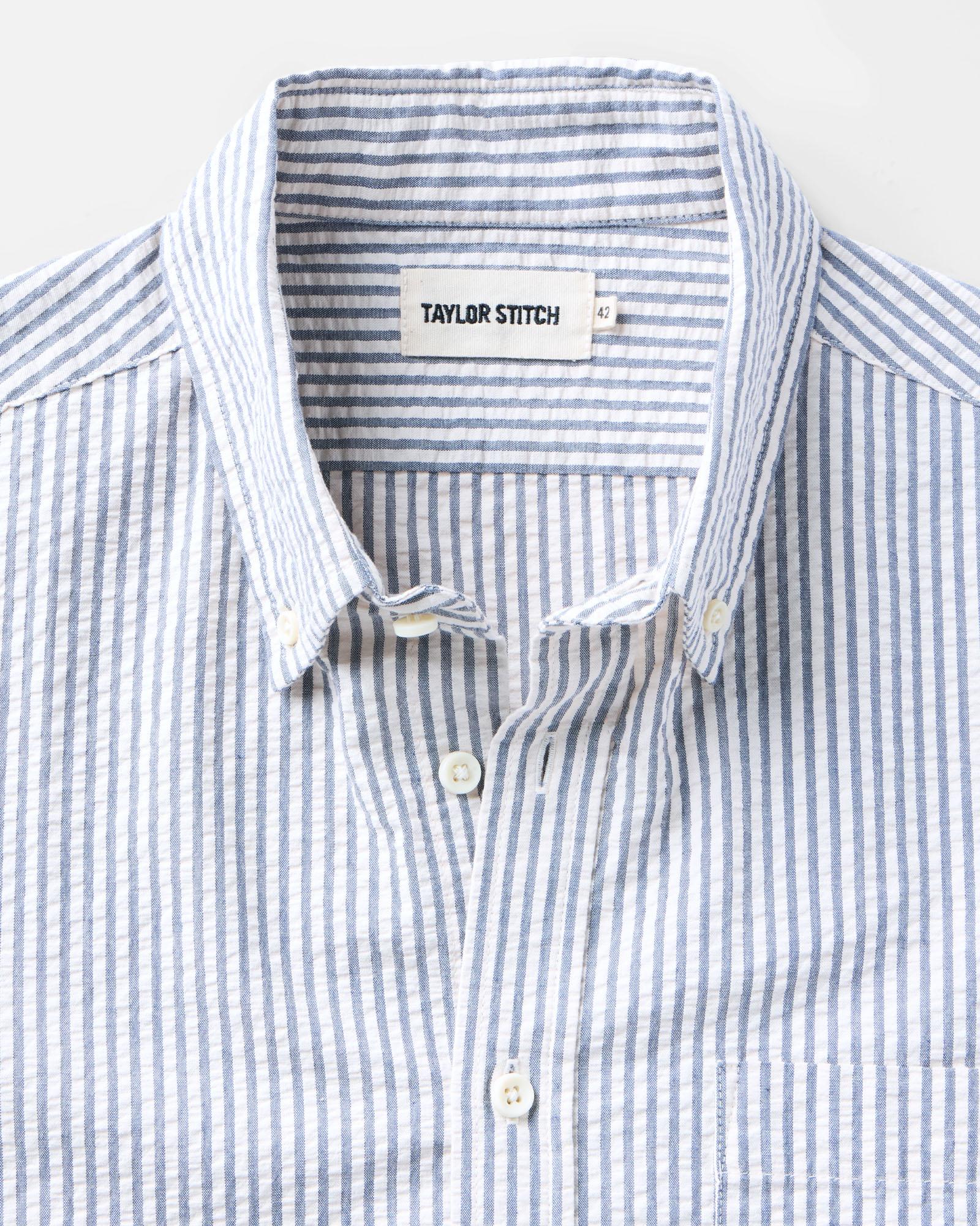 The Short Sleeve Jack in Steel Blue Stripe Seersucker - Image 5