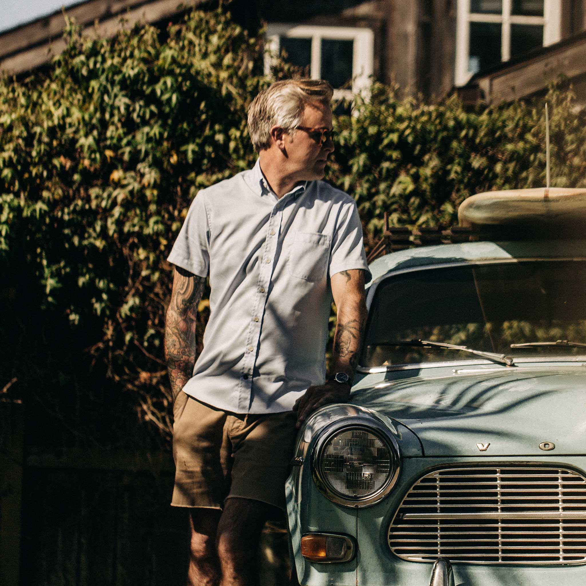 The Short Sleeve Jack in Washed Blue Oxford - Image 2