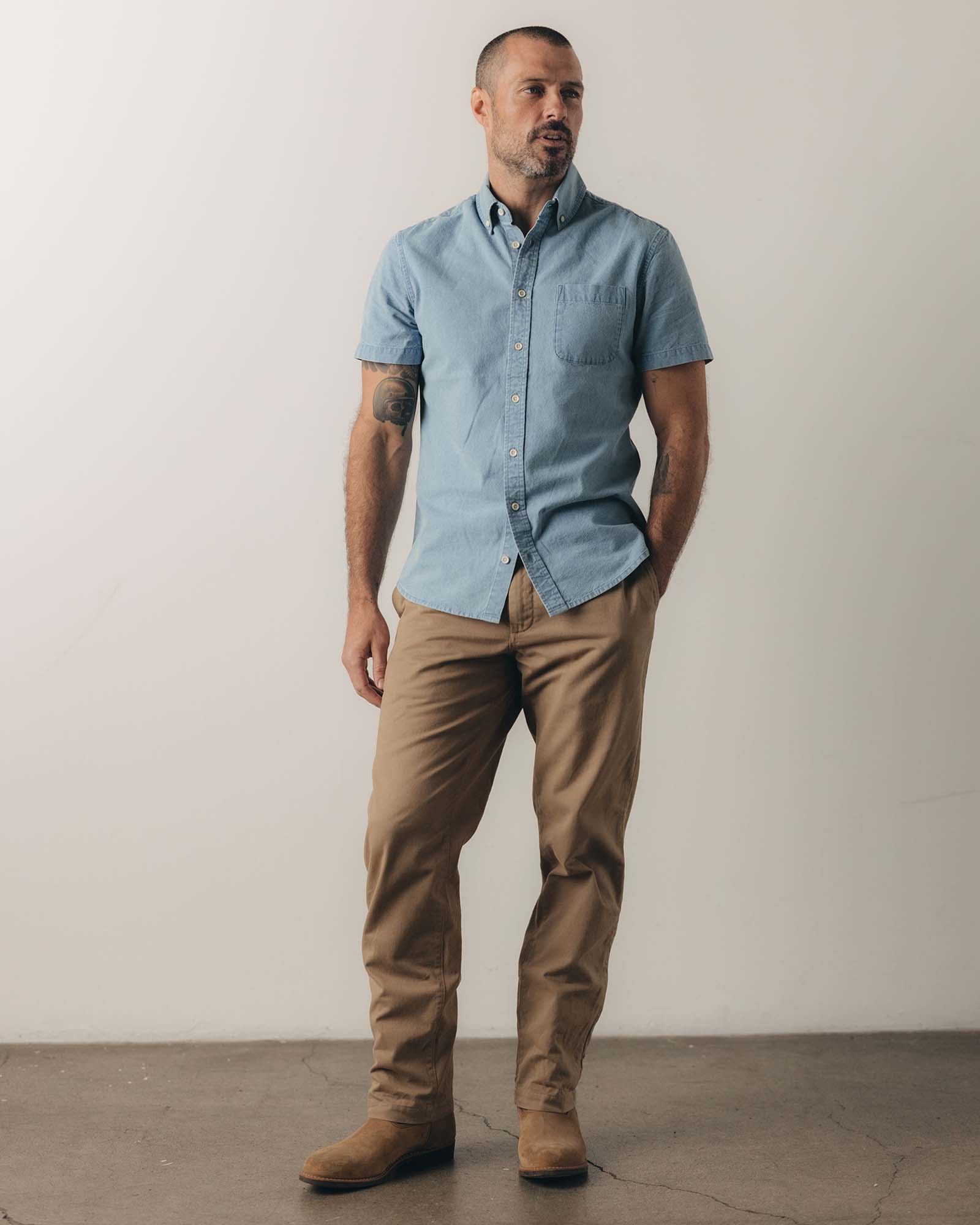 The Short Sleeve Jack in Washed Indigo Oxford - Image 3