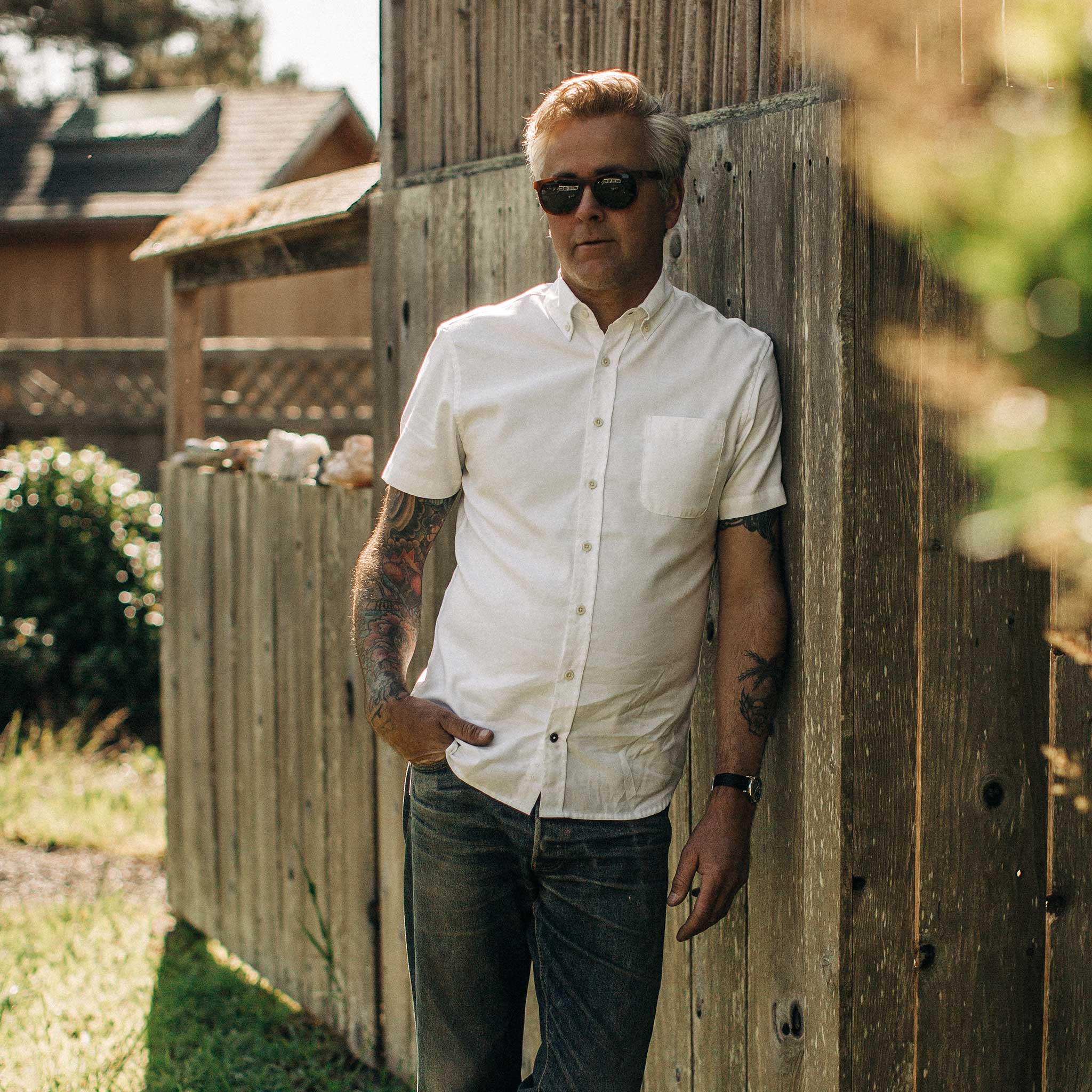 The Short Sleeve Jack in Washed White Oxford - Image 2
