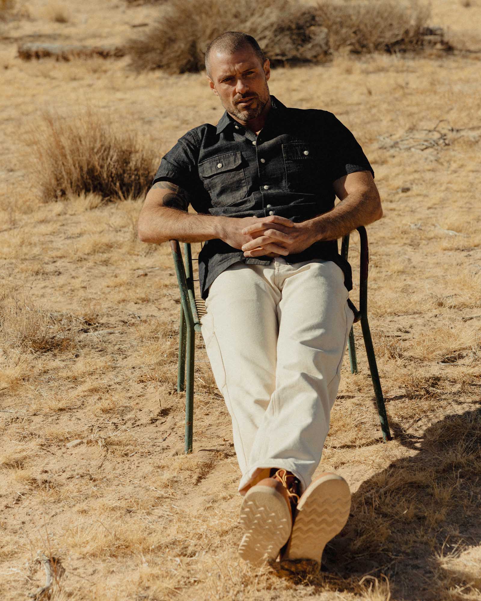The Short Sleeve Mechanic Shirt in Rinsed Indigo Denim - Image 5