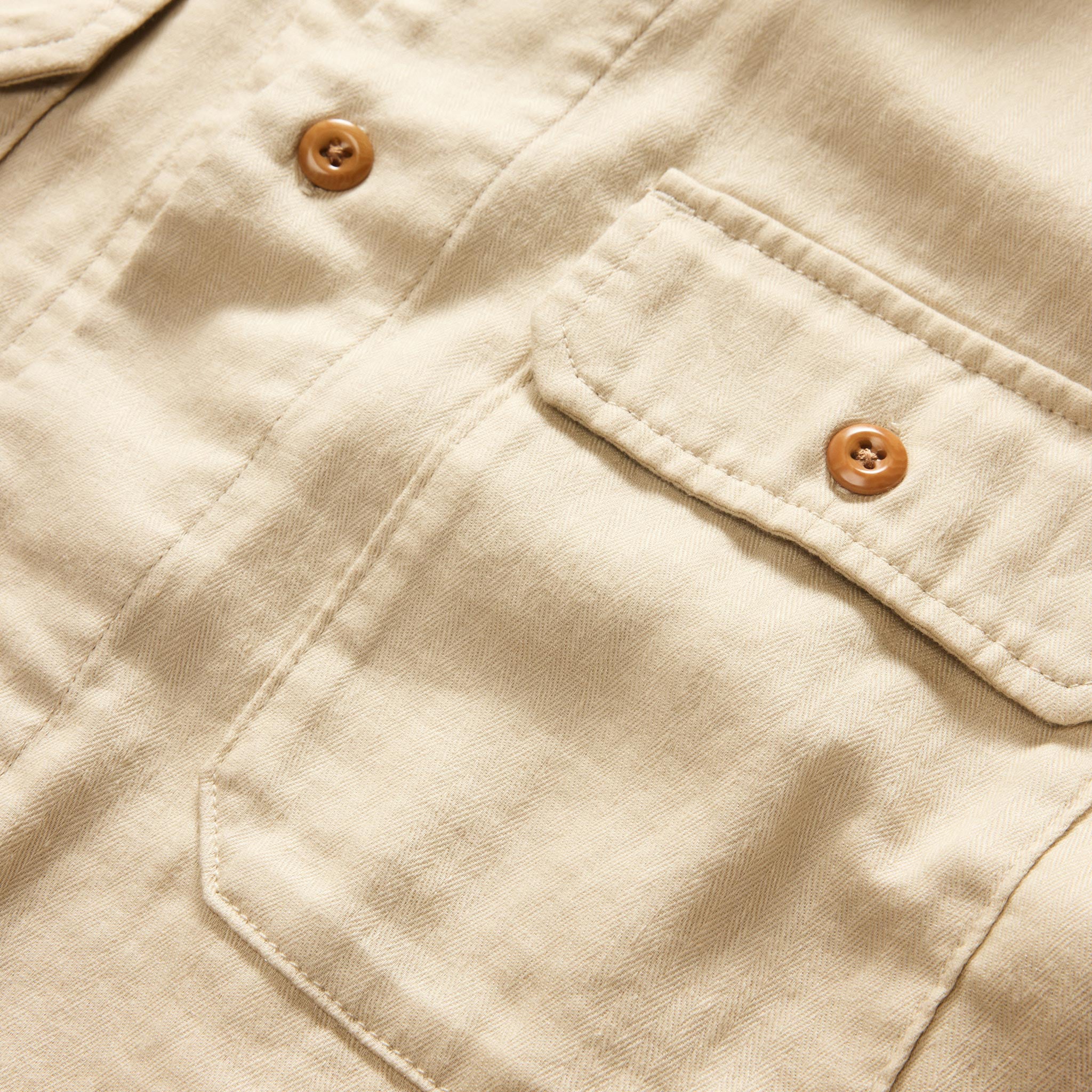The Short Sleeve Officer Shirt in Dune Double Cloth - Image 6