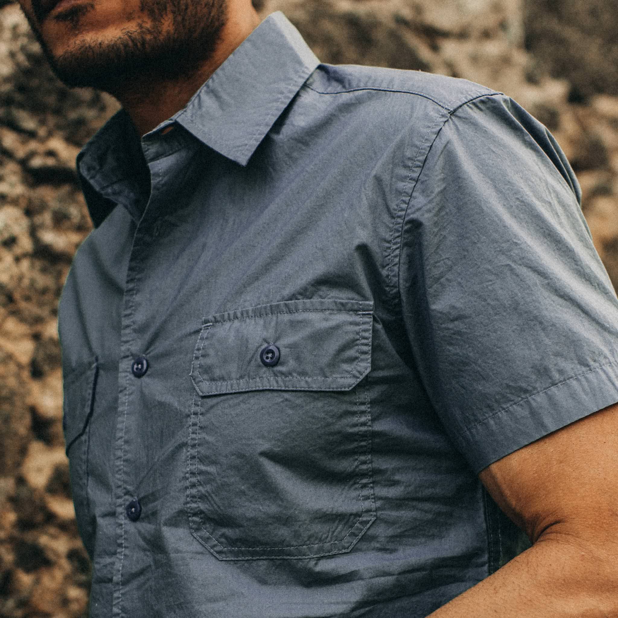 The Short Sleeve Officer Shirt in Slate - Image 3