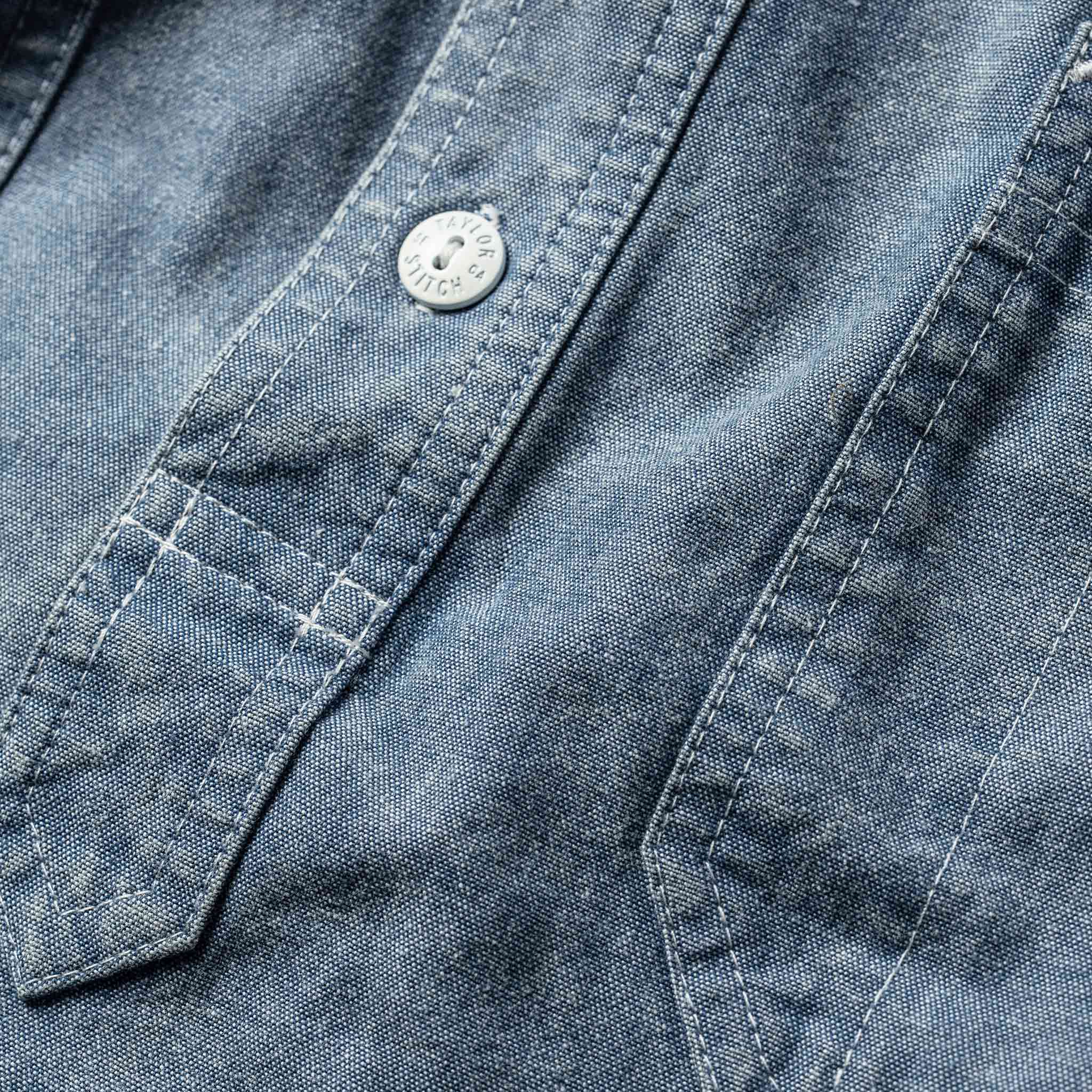 The Short Sleeve Popover in Blue Chambray - Image 7