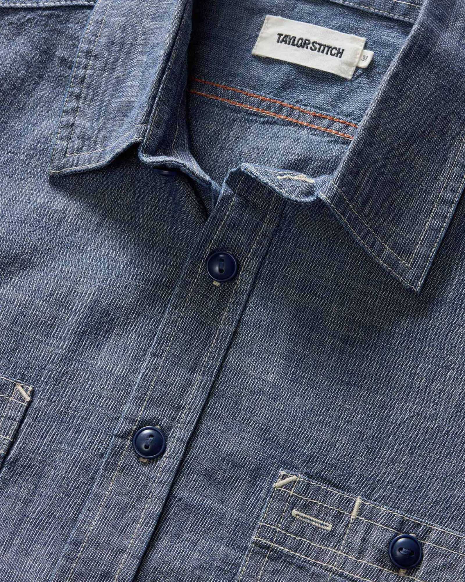 The Short Sleeve Utility Shirt in Indigo Selvedge Chambray - Image 5