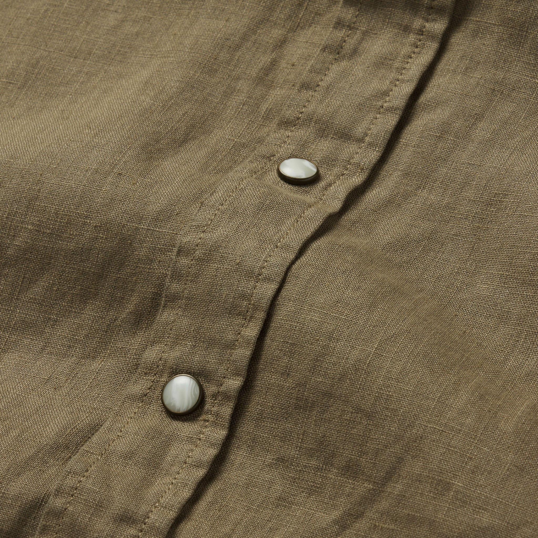 The Short Sleeve Western in Olive Linen - Image 6