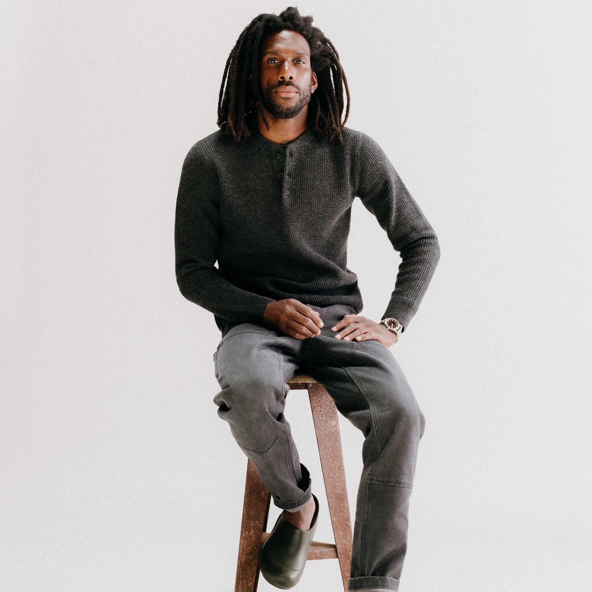 The Sidecountry Sweater in Heather Coal Merino Waffle - Image 2