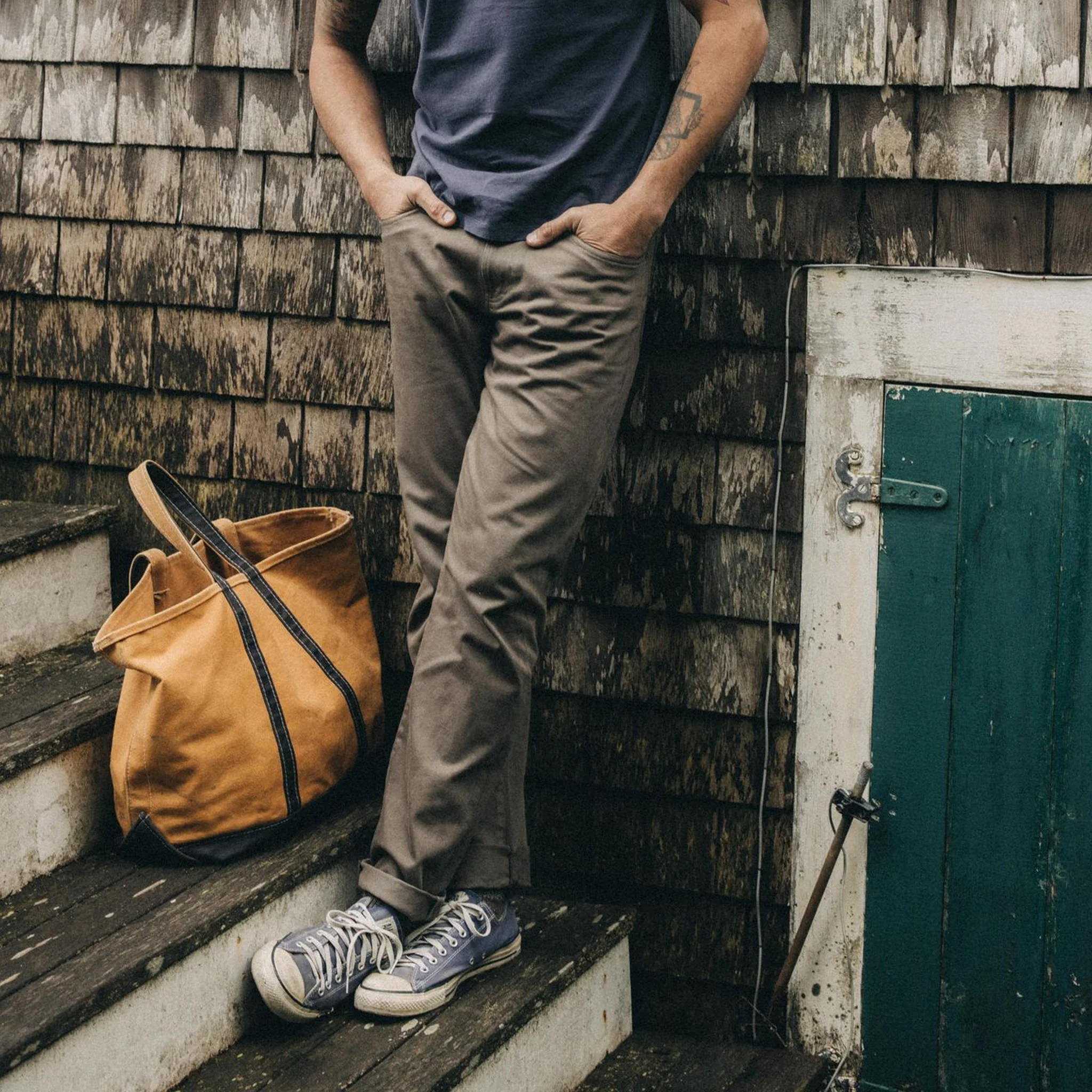 The Slim All Day Pant in Fatigue Olive Selvage Denim - Image 2