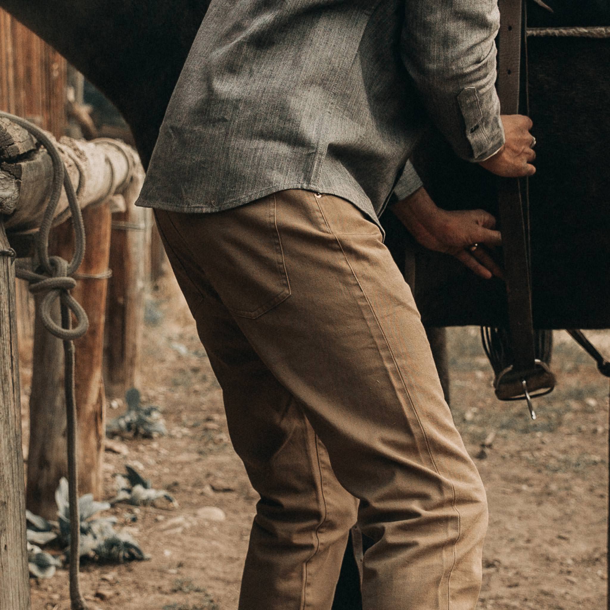 The Slim All Day Pant in Rustic Oak Organic Selvage - Image 5
