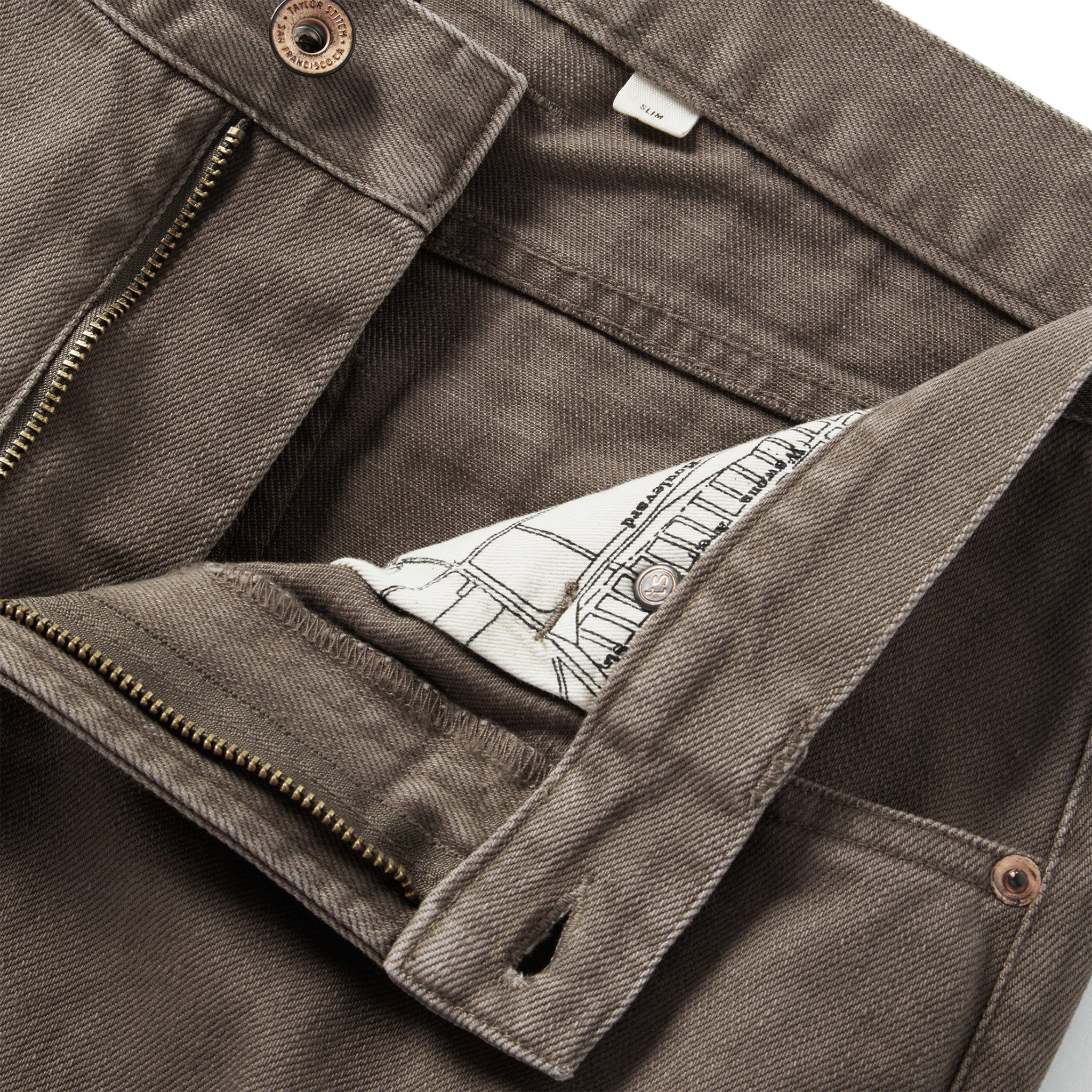 The Slim All Day Pant in Washed Walnut Selvage - Image 9