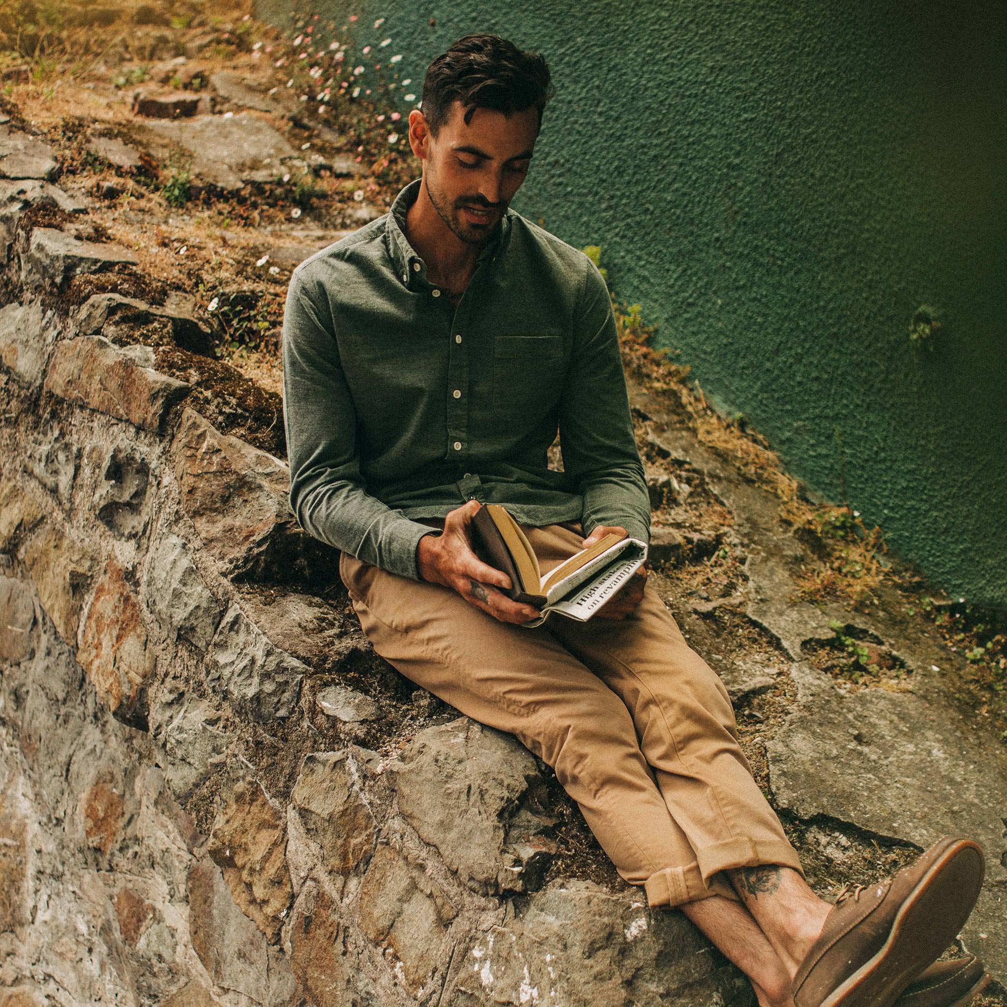 The Slim Foundation Pant in Organic British Khaki - Image 4